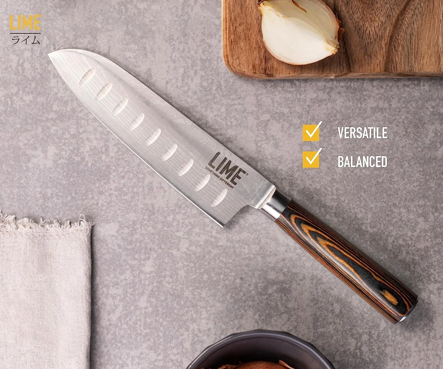 Santoku Lime Knife Giapponese Lama 17,7 cm Coltello Cucina Professionale