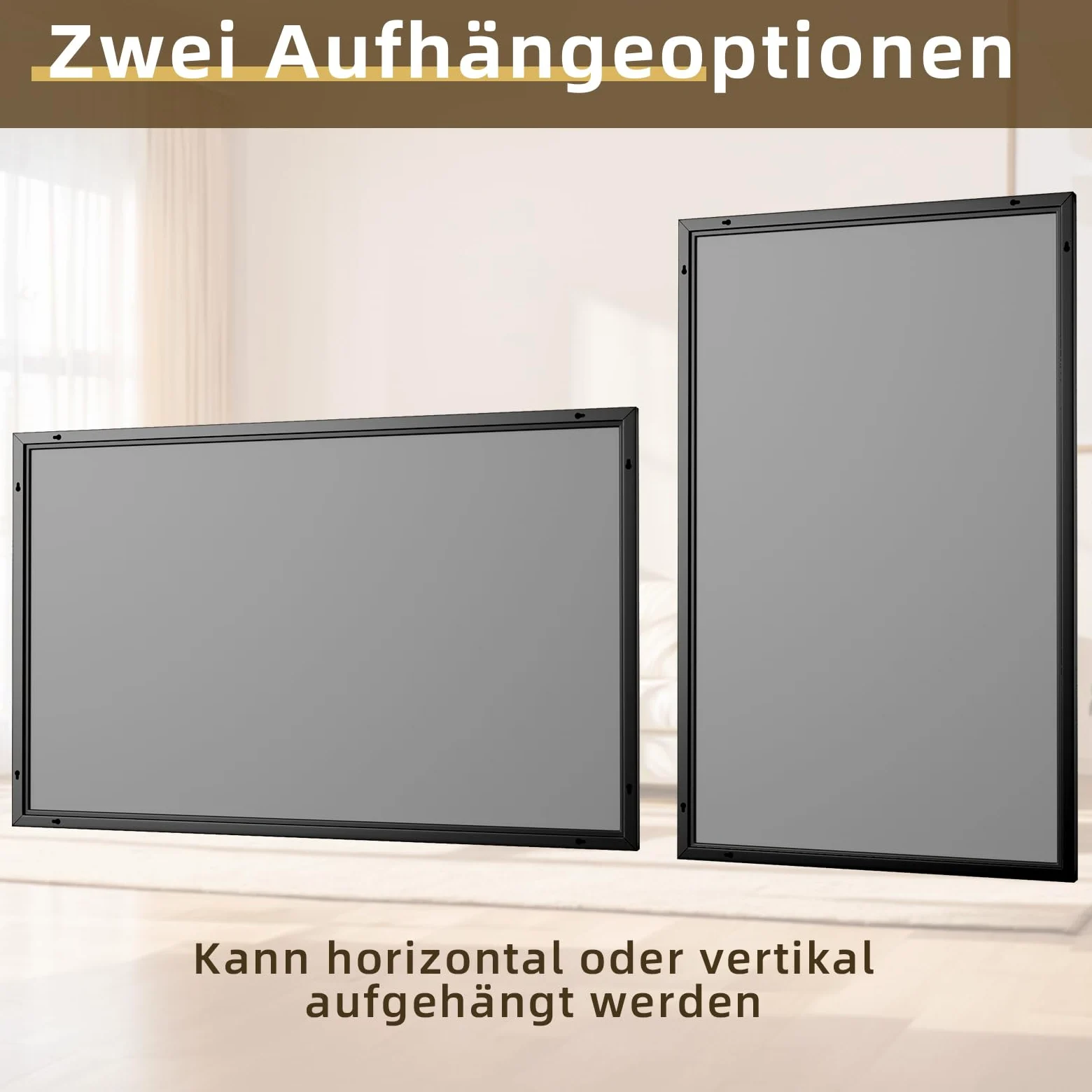 BEAUTYPEAK Specchio da parete rettangolare 120 x 75 cm, telaio in alluminio dorato, infrangibile per bagno, camera da letto, soggiorno