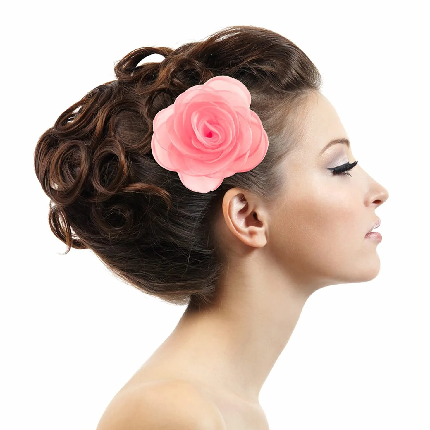 Mecool fermaglio per capelli da donna rosa seta base metal XOTW05C12