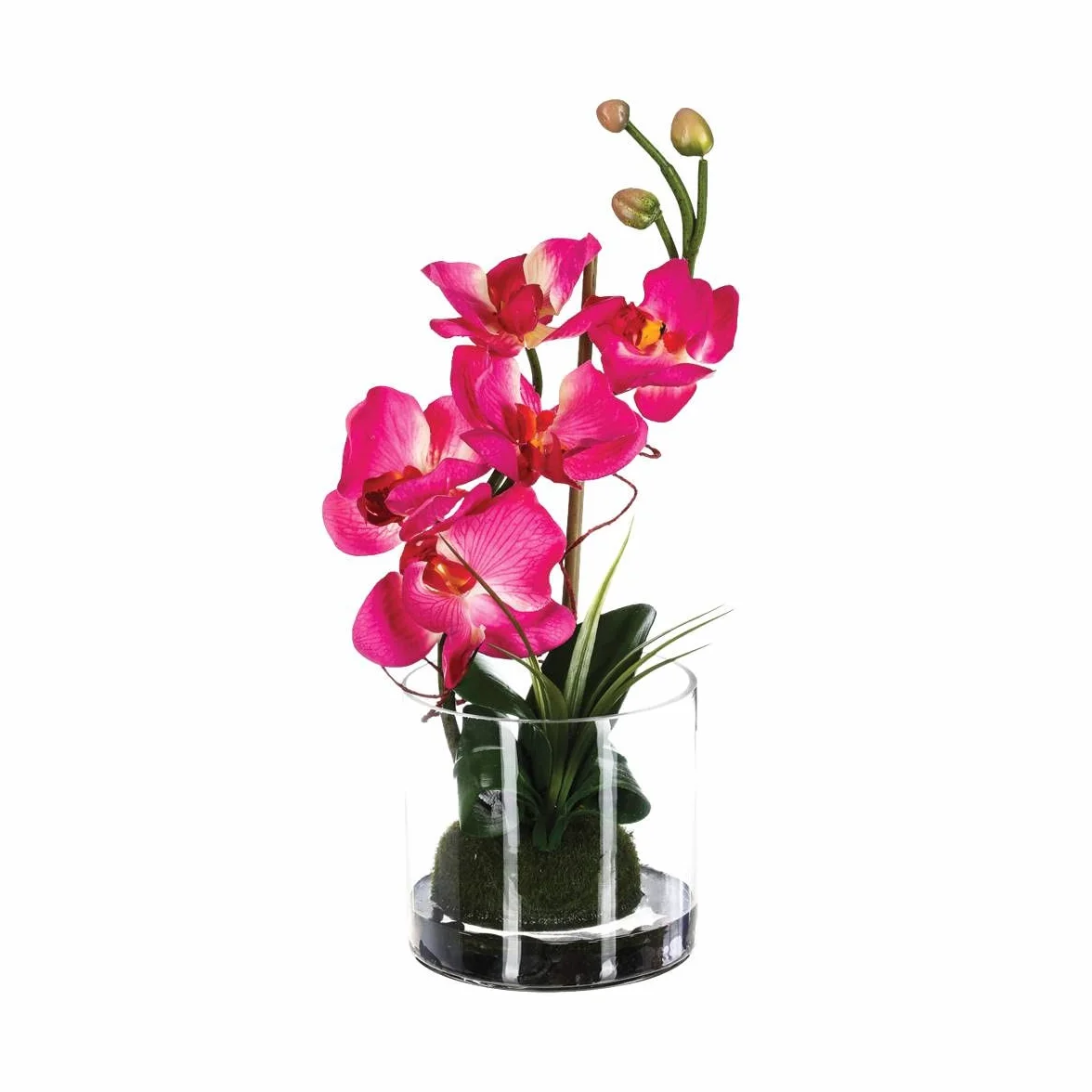 ATMOSPHERA CREATEUR D'INTERIEUR - Composizione di orchidee artificiali in vaso di vetro H37cm