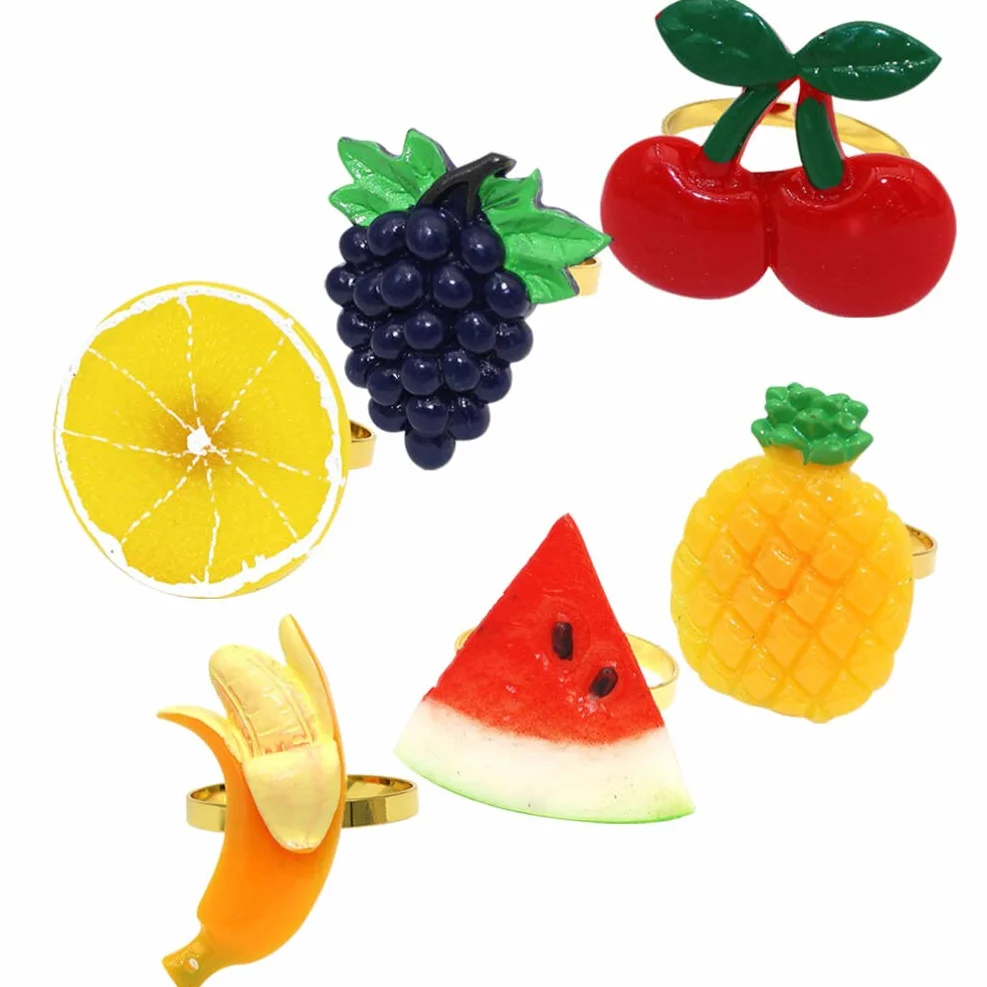 HEMOTON 6 Pezzi Fibbia Del Tovagliolo Di Frutta Portatovaglioli Di Porta Tovaglioli Portatovagliolo Tropicale Portatovaglioli Da Matrimonio Centro Tavola Ciliegia Estate Banchetto Lega