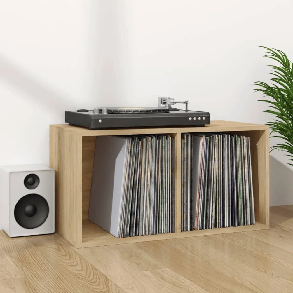 Armadi e stoccaggio,Armadi e rack di archiviazione multimediale,Scatola di immagazzinaggio in vinile Rovere Sonoma 71x34x36 cm Legno ingegnerizzato