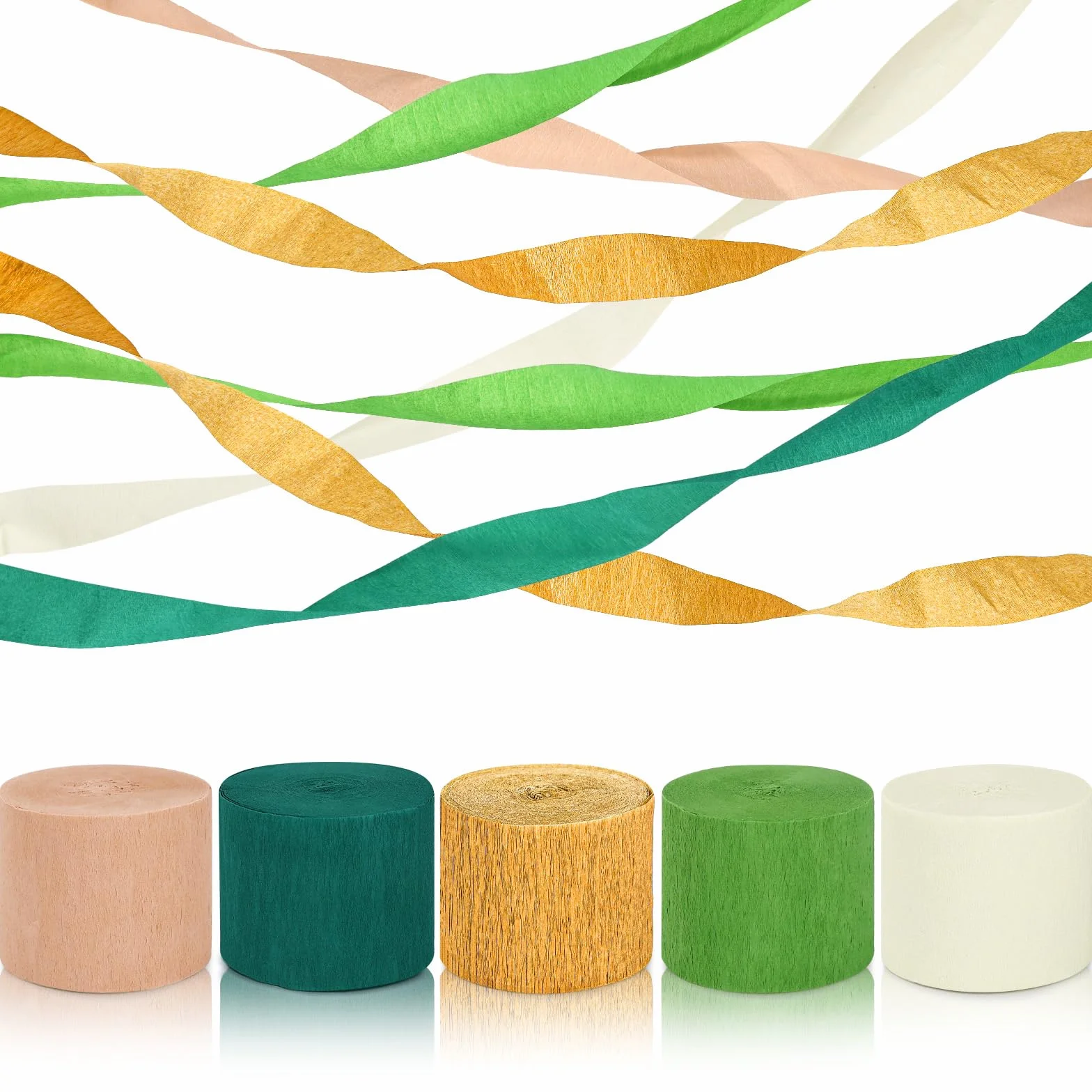 5 Rotoli Carta Crespa 25m x 4.5cm Stelle Filanti per Feste Decorazioni