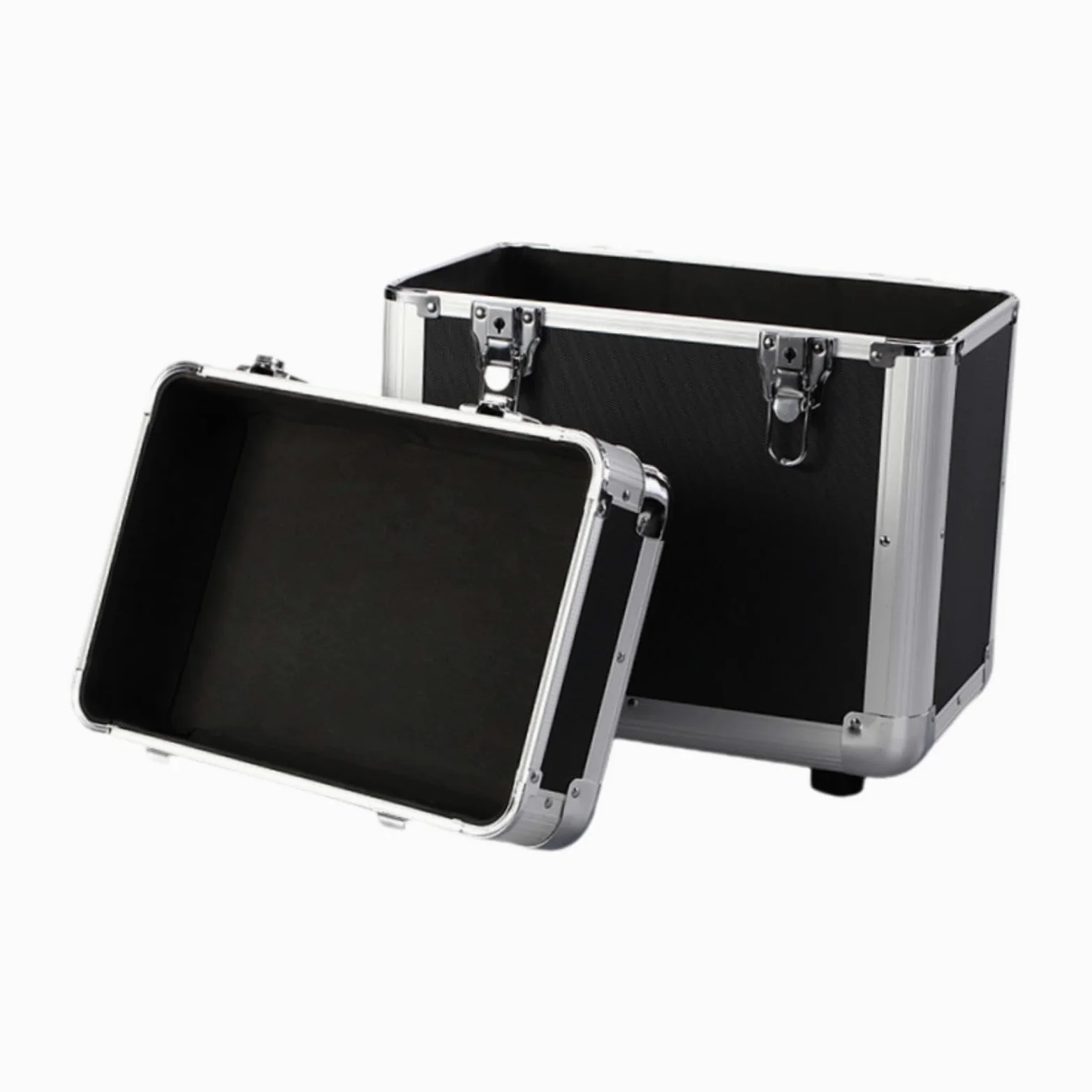 kowaku Scatola Porta Dischi Vinile Organizer Archiviazione Custodia Contenitore Alluminio Leggero con Manico Bloccabile per Collezionisti Appassionati DJ Ada, Nero S