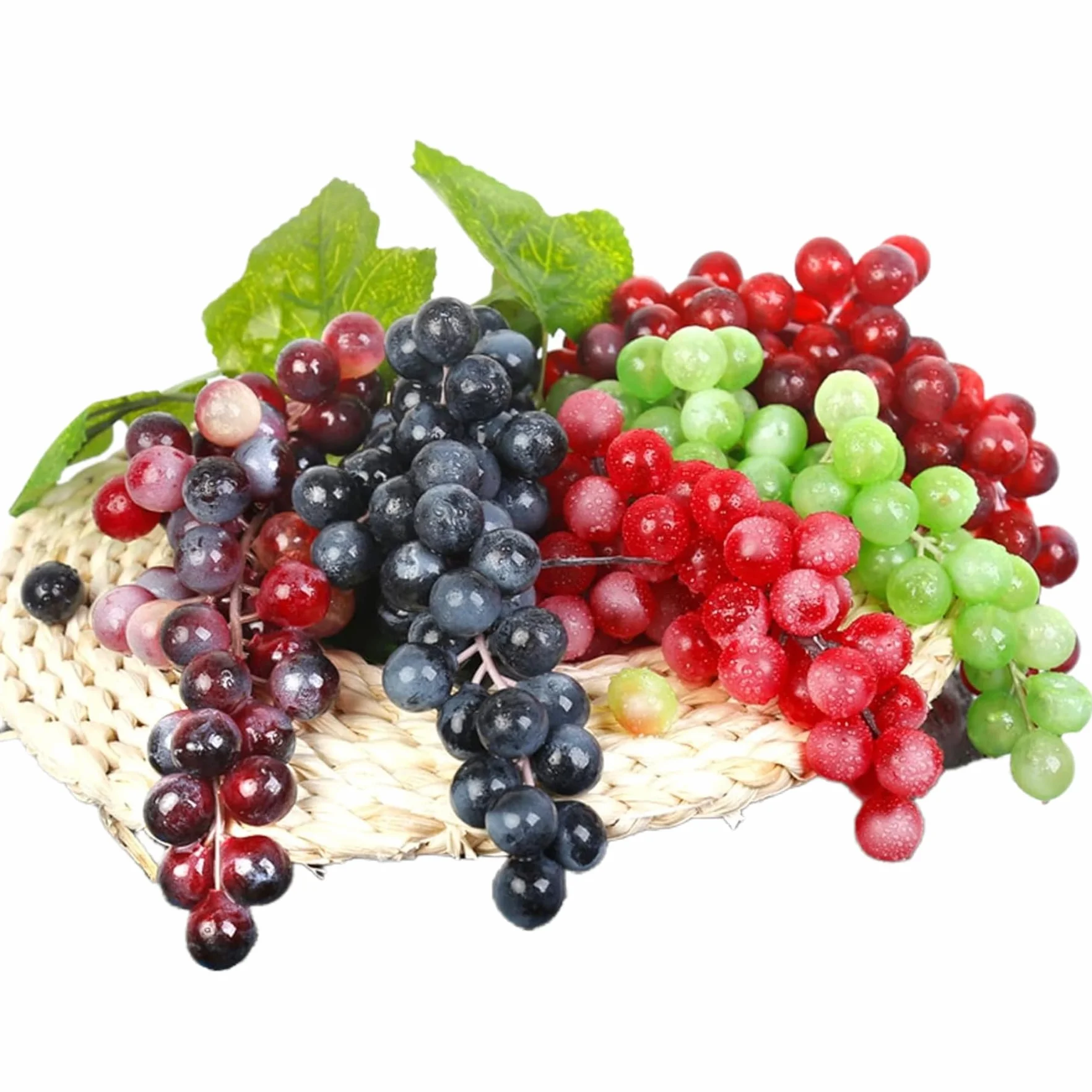 Uva Artificiale 5 Pezzi Tokaneit, Grappoli Decorativi in Gomma Smerigliata per Presentazione Frutta e Vino