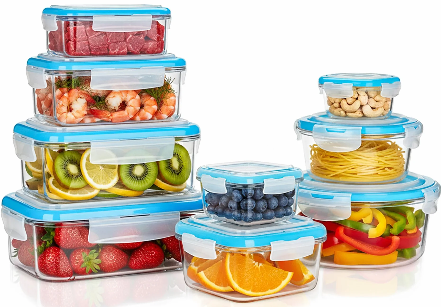 KICHLY Set contenitori vetro conservazione alimenti 18 pezzi ermetici senza BPA