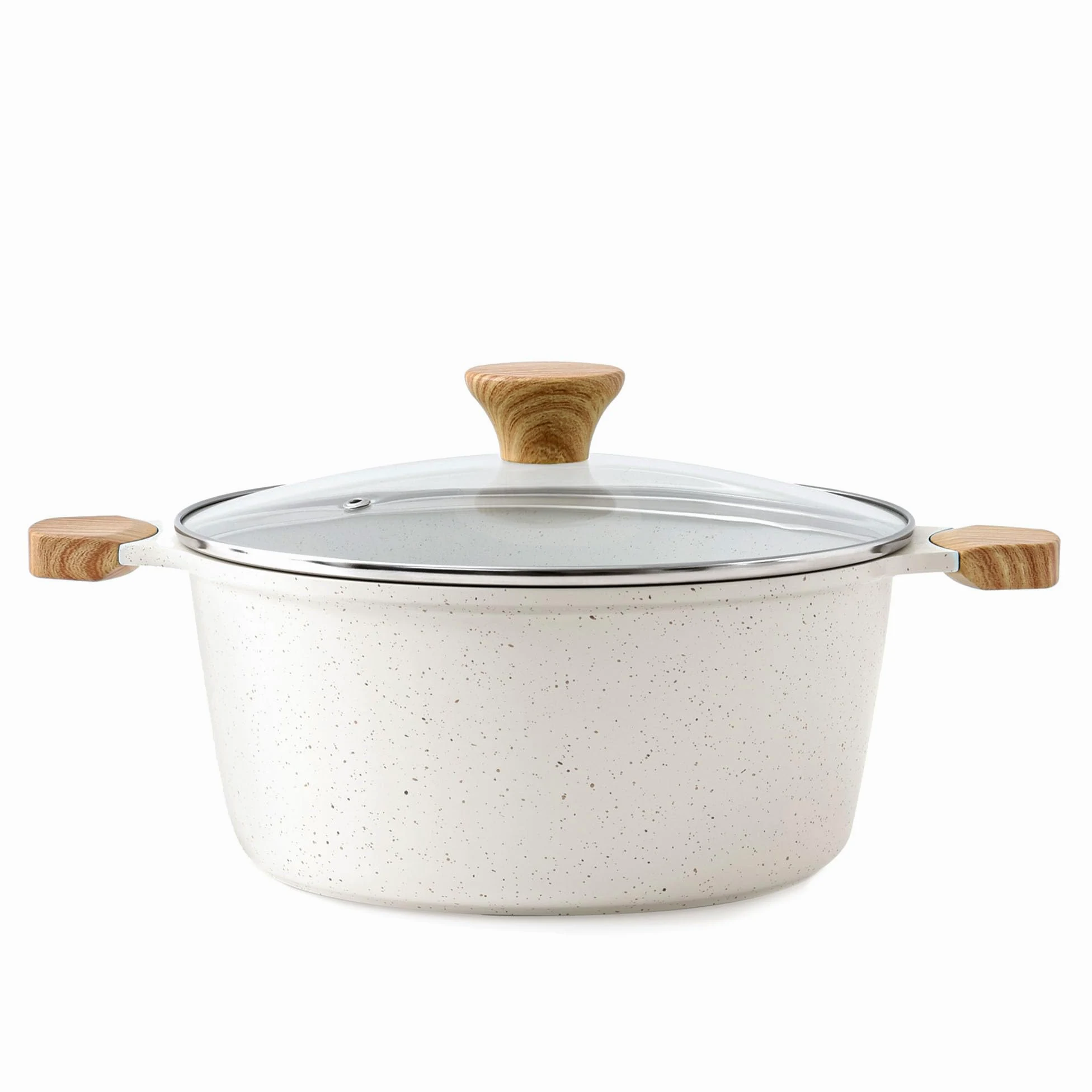 SENSARTE Pentola in ceramica antiaderente con coperchio, pentola a induzione da 4,5 litri con coperchio in vetro temperato, pentola per zuppe e farina d'avena, casseruola per pasta, priva di PFAS e