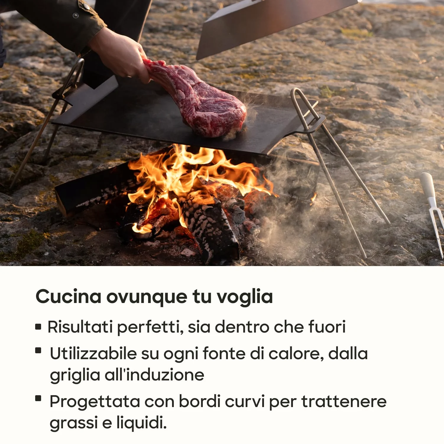 Gastrotools Piastra Grill Professionale in Acciaio al Carbonio (62 x 27 cm) – Massimo Controllo e Mantenimento del Calore – Antiaderente Senza PFAS – Adatta per Induzione, Gas, Forno e Barbecue