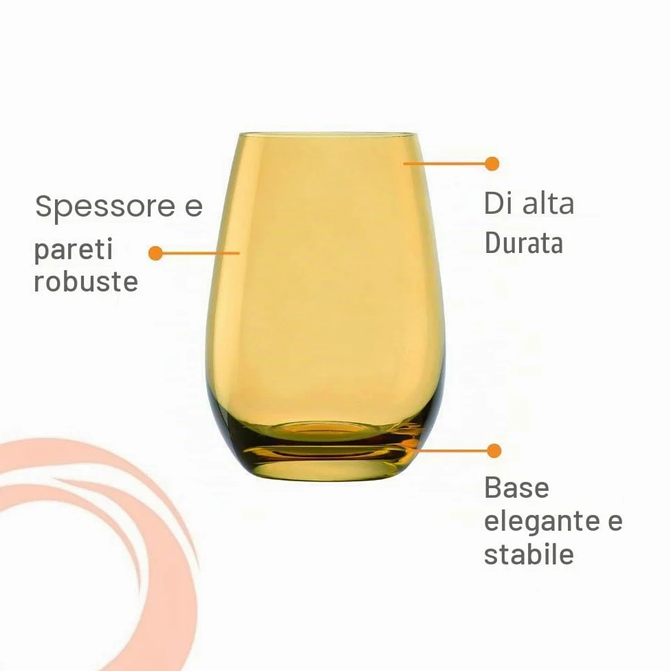 Stölzle Lausitz Bicchieri Acqua Elements Mix Mediterraneo – Set 6 Bicchieri Colorati da 465ml in Cristallo Senza Piombo – Per Acqua Succhi Cocktail – Resistenti e Lavabili in Lavastoviglie