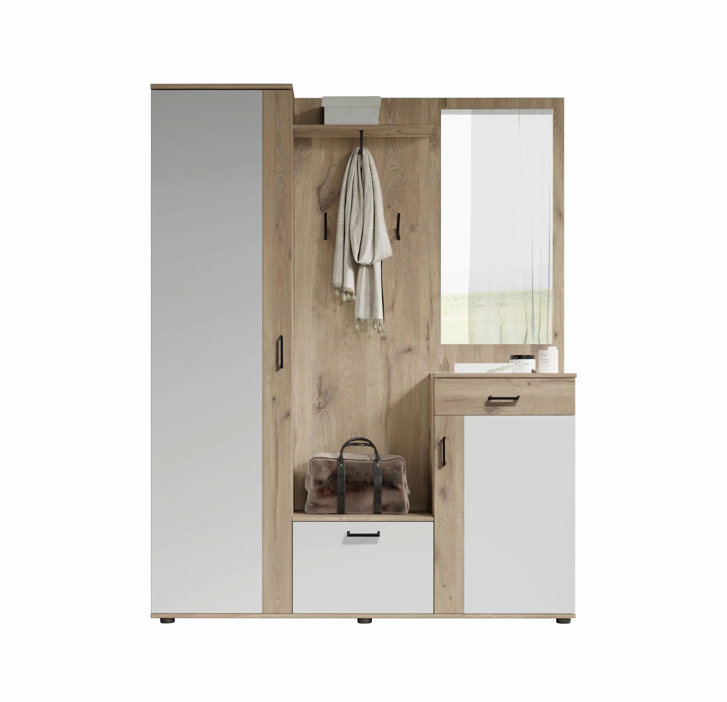 AVANTI TRENDSTORE - Pit - Armadio da ingresso in legno laminato con specchio incluso, disponibile in tre colorazioni. Dimensioni: LAP 145x188x30 cm