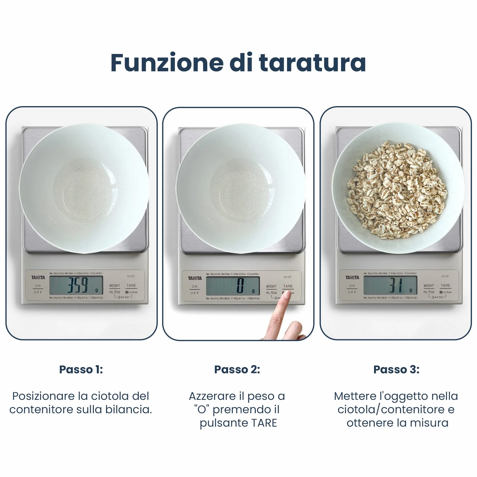 Tanita KD321SV33 Bilancia da cucina 3 kg 0.1 g elettrica bianco plastica