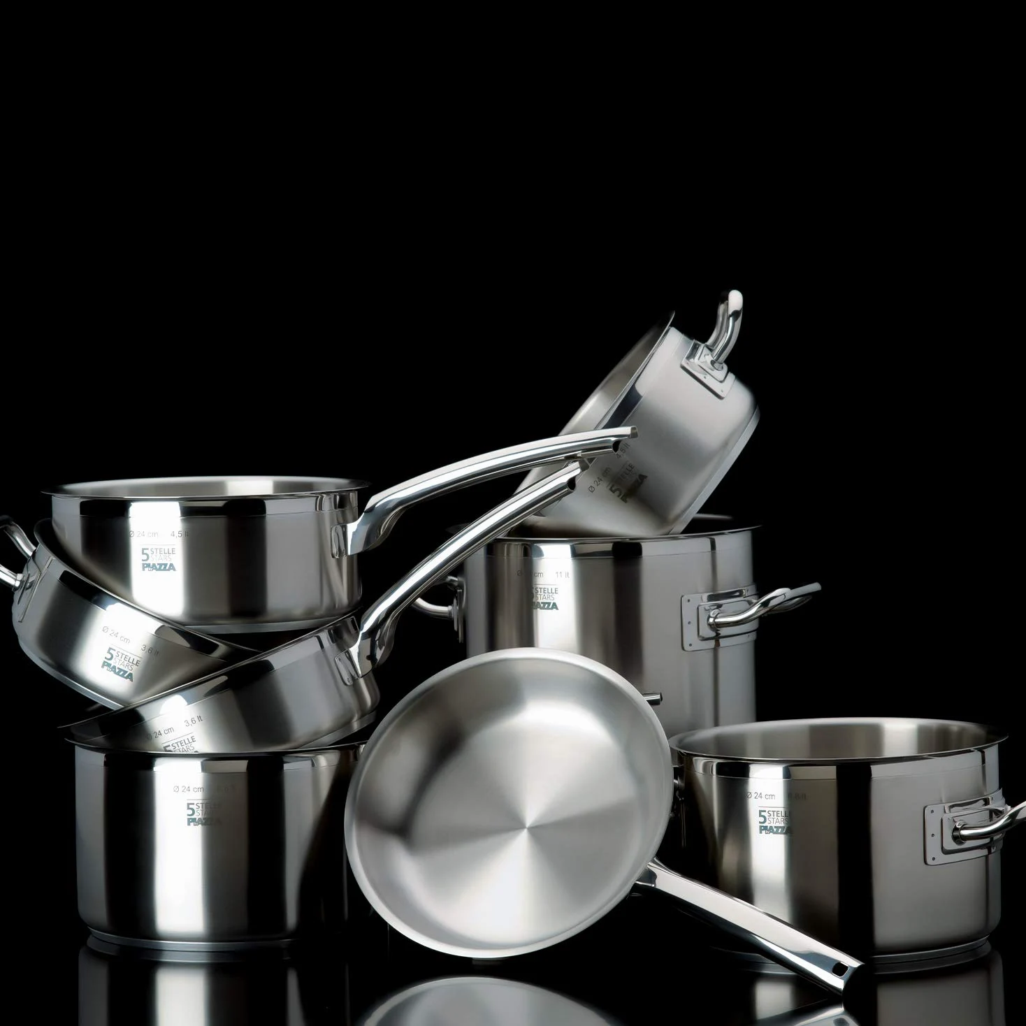 PIAZZA Pentola in Acciaio Inox - Collezione 5 Stelle - Diametro 24 cm