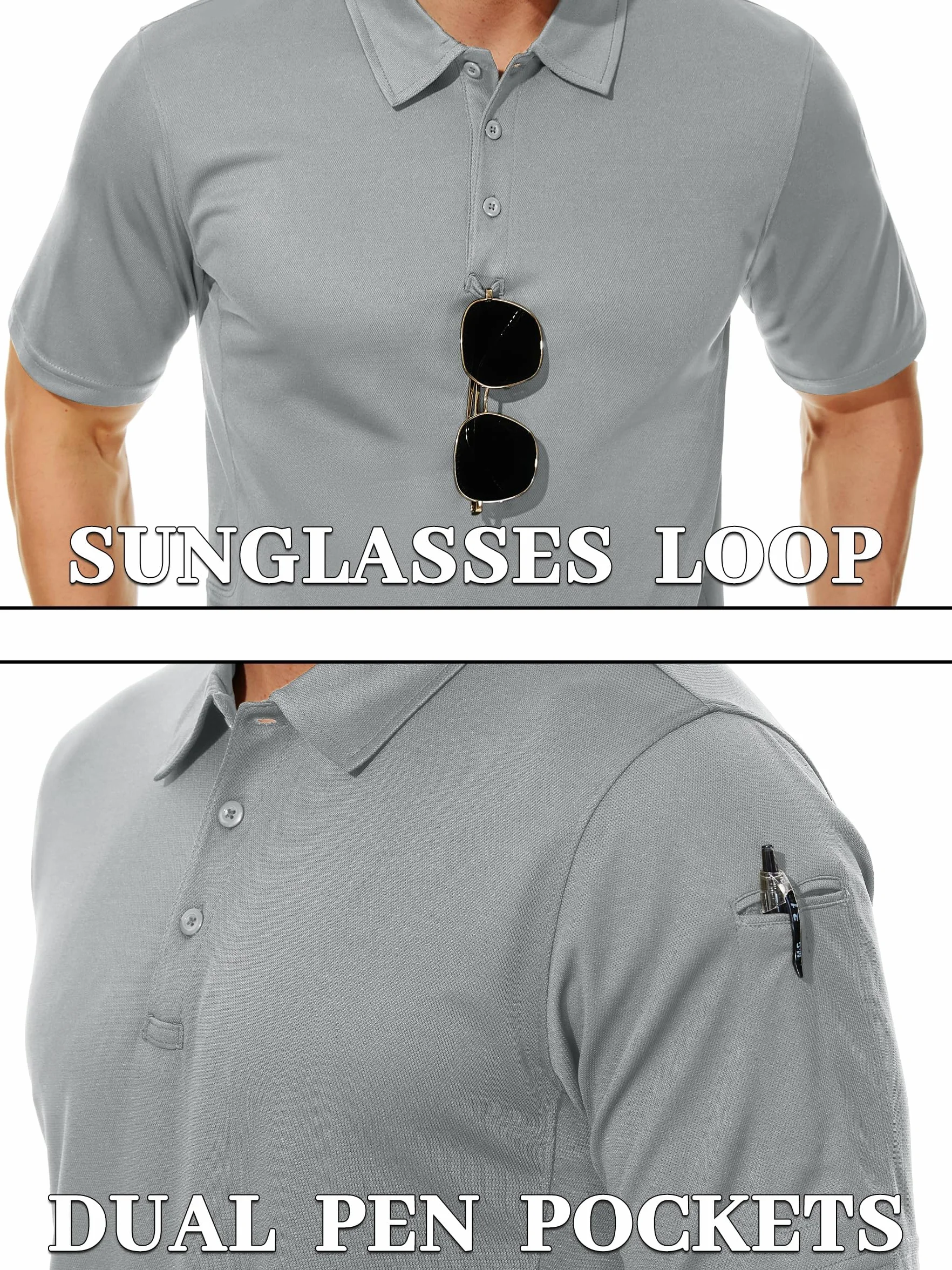 TACVASEN Classics Solid Pique Polo Shirt Golf Tennis Casual Uomo