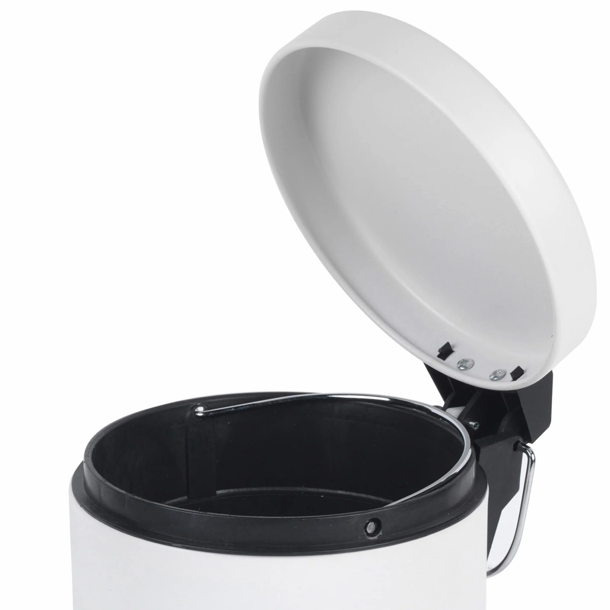 Beldray LA038098WHT Pattumiera rotonda con coperchio a chiusura ammortizzata, capacità 3L, con pedale intelligente, facile da svuotare, smaltimento rifiuti, contenitore rifiuti, bianco