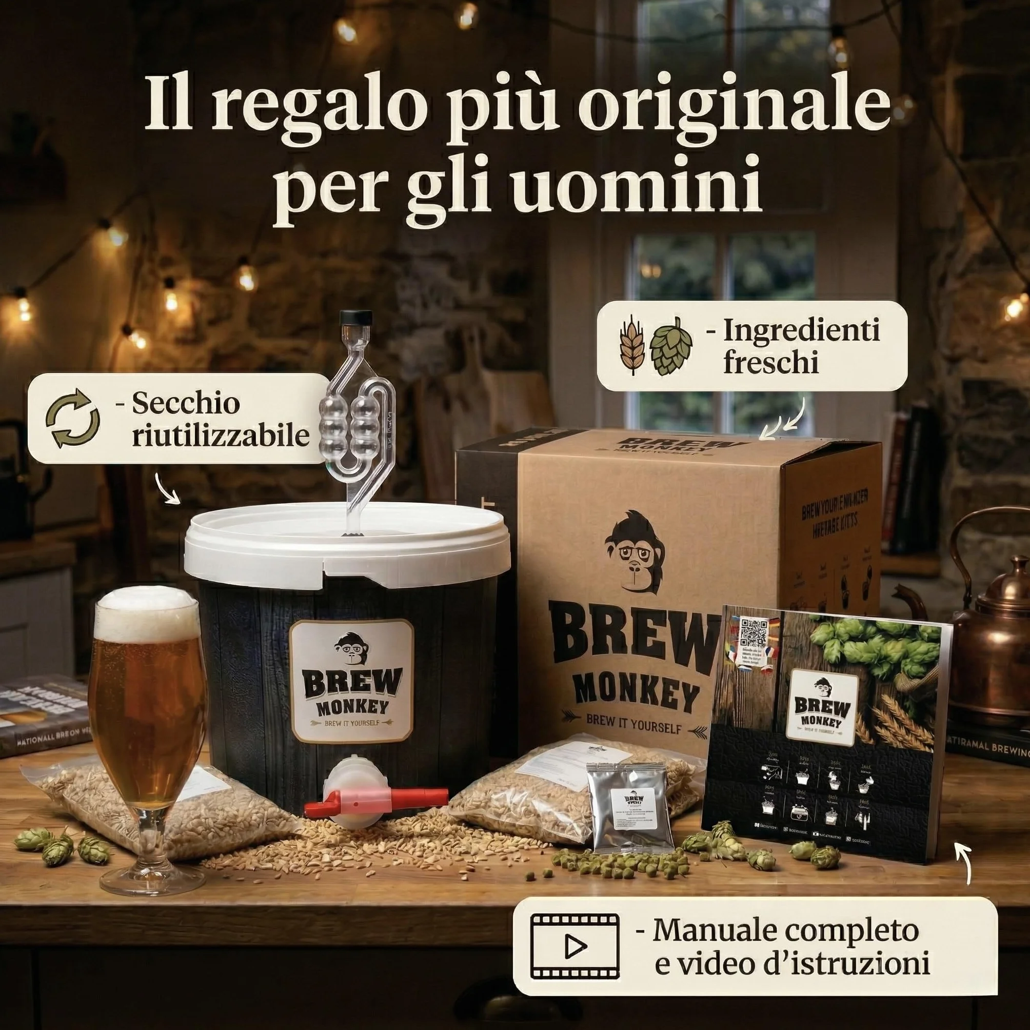 Brew Monkey® Kit Per Fare La Birra Bionda 5 L 6,4% VOL. Produzione Di Birra A Casa