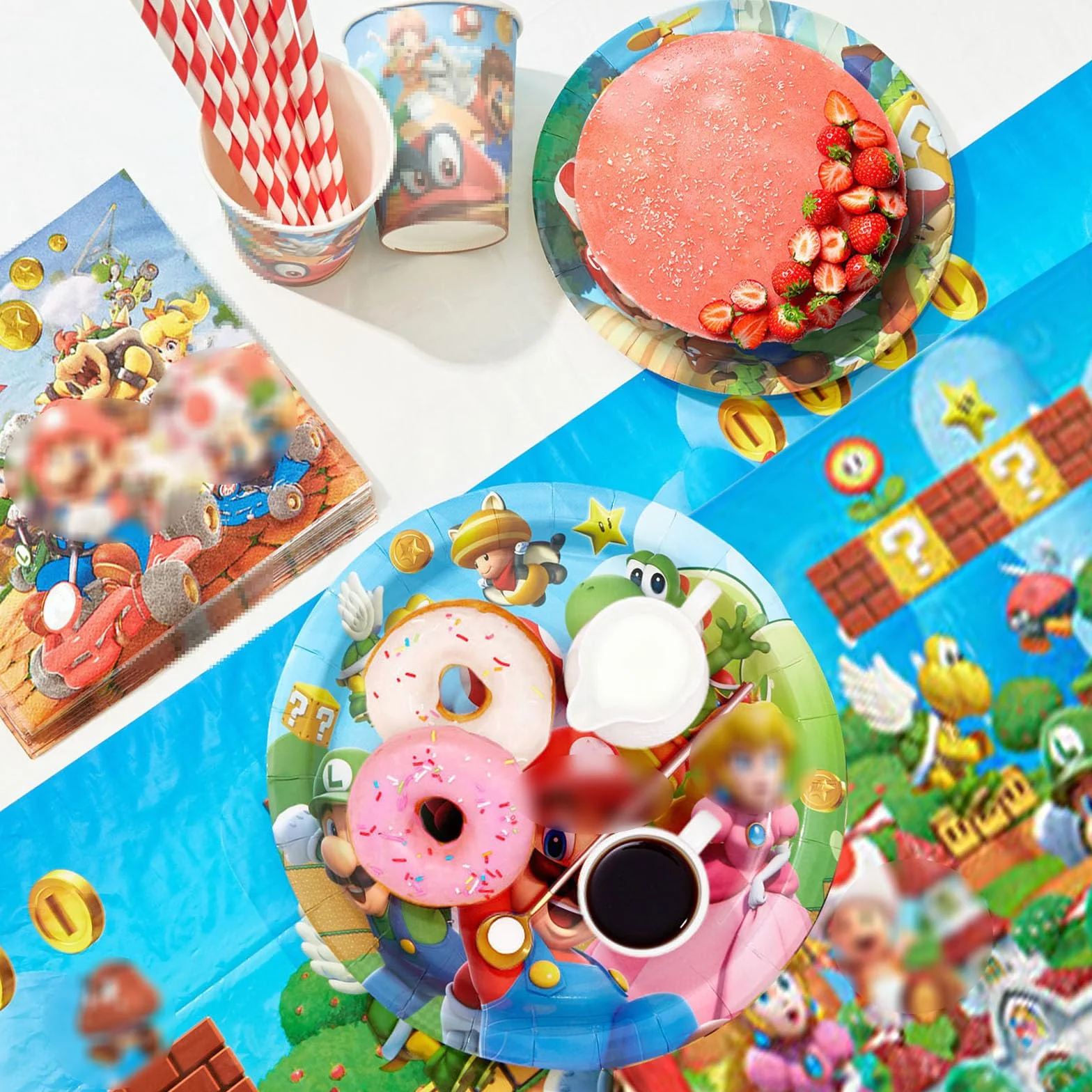Set di Stoviglie per Compleanno Mari: 120 Pezzi Piatti Tovaglie Tovaglioli Palloncini