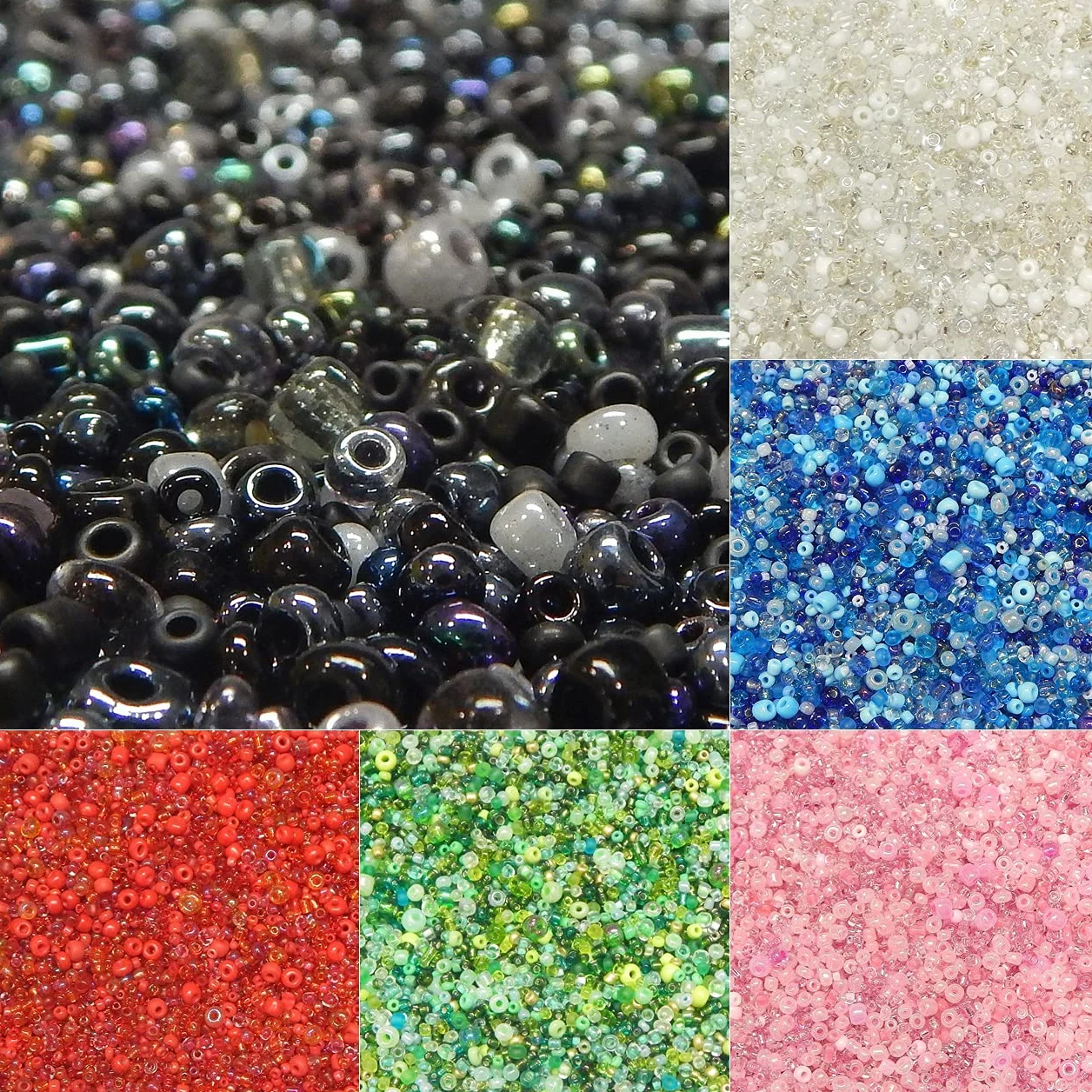 Perline Rocailles in Vetro 2-4 mm Miste Verdi 3000 Pezzi