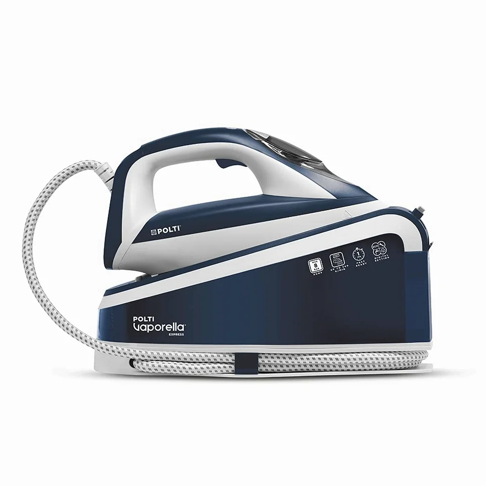 Polti Vaporella Express VE30.10, Ferro da Stiro Generatore di Vapore, Pressione Pompa fino a 8 Bar, Potenza 2200 W, Funzione Eco, Tecnologia One Temperature, Digital Setting, Blu e Bianco