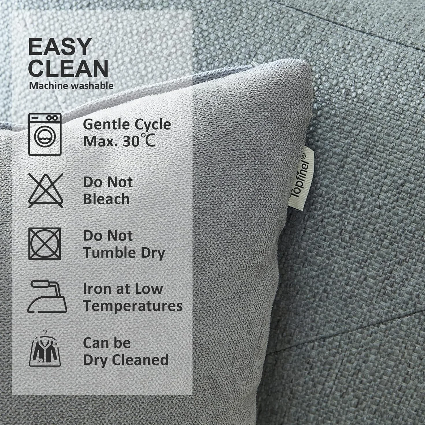 Topfinel Federe Cuscini Comode in Ciniglia per Divano, Copricuscini Decorativi Letto Arredo casa, Fodere cuscino Tinta unita per Soggiorno Camera Balcone Esterno, 2 Pezzi, 60x60 cm Grigio