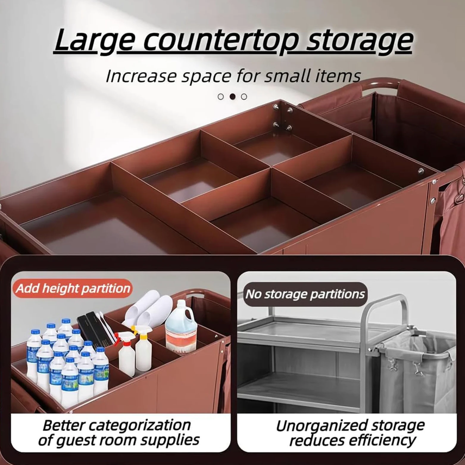Carrello per Pulizie Alberghiere a 3 Ripiani, Carrello Multifunzionale Industriale con Serratura per Hotel, Carrello Tradizionale per Pulizie E Servizio in Camera Commerciale