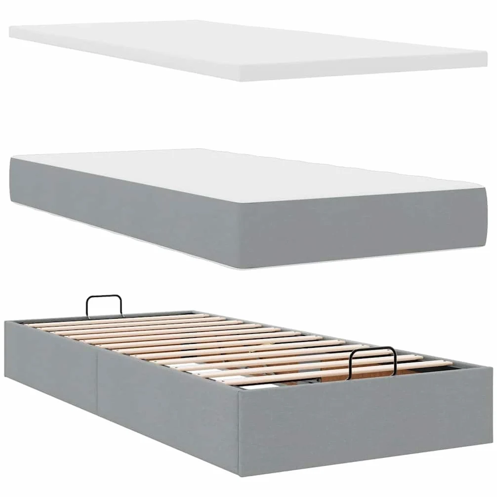 Generico Struttura Letto Pouf con Materassi 160x200 cm in Tessuto,Letti e telai per Letti,3311234