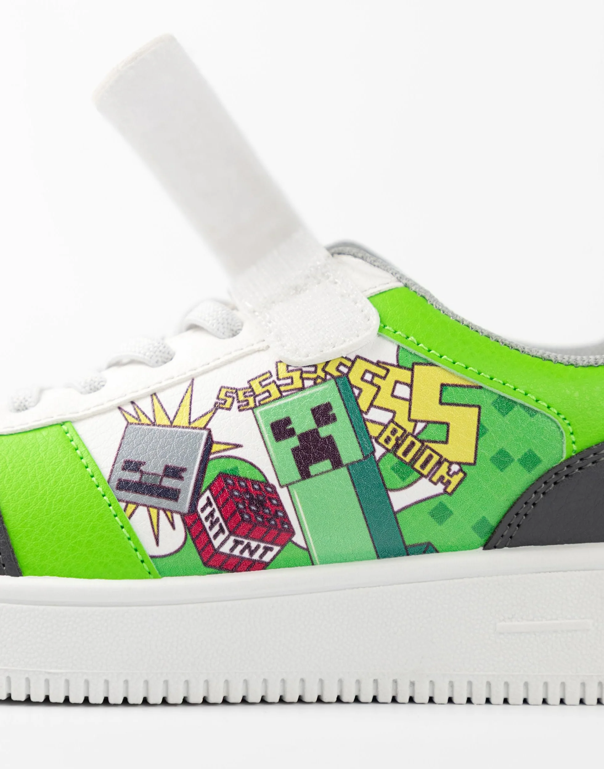 Minecraft Scarpe da Ginnastica Creeper Ragazzi Bianco Verde Nero Chiusura a Strappo