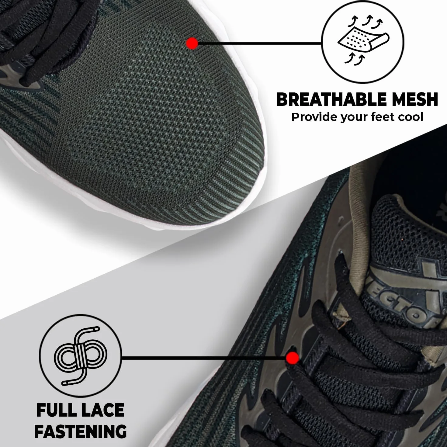 Vector X Defence Running/Jogging Shoe | Material: Mesh | for Men & Boys | Lightweight | Durable And Flexible | Comfortable | Non Slip