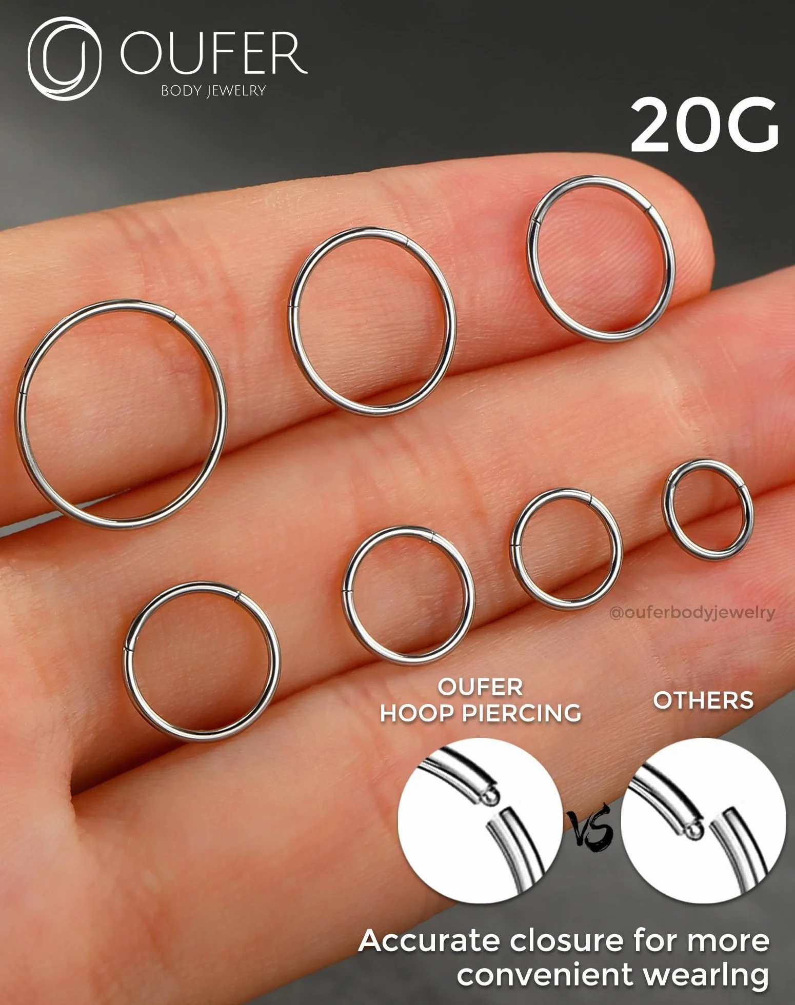 OUFER 20G Anellino Naso Acciaio Chirurgico 316L Piercing Naso Donna 5-12 mm Anello Naso Nostril Nose Hoop