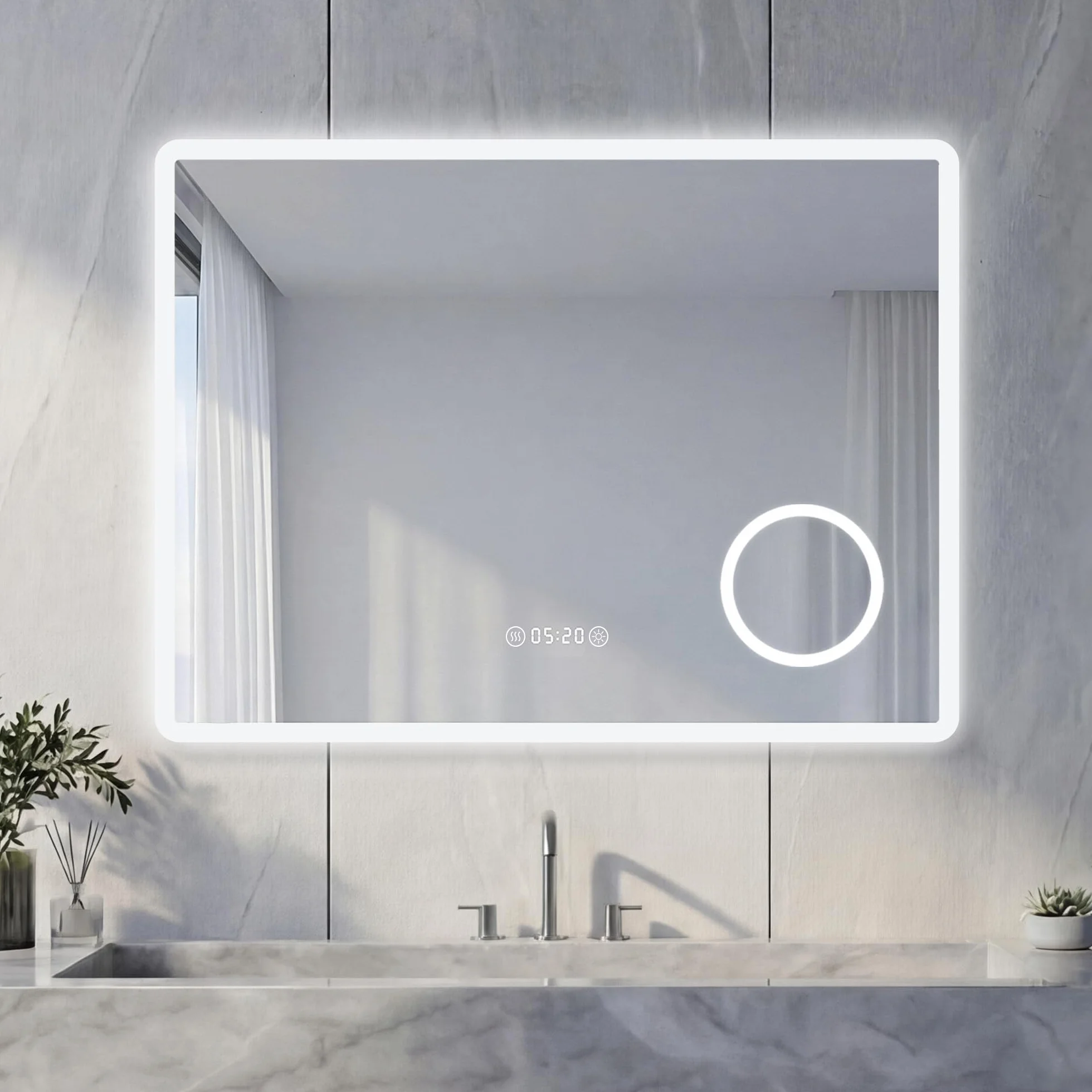Specchio Bagno con Luce LED Antiappannamento 3 Temperature Colore 3000K-6500K Dimmerabile 10%-100% Lente Touch con Memoria HD Specchio bagno LED IP44 IP65 Impermeabile 80x60cm
