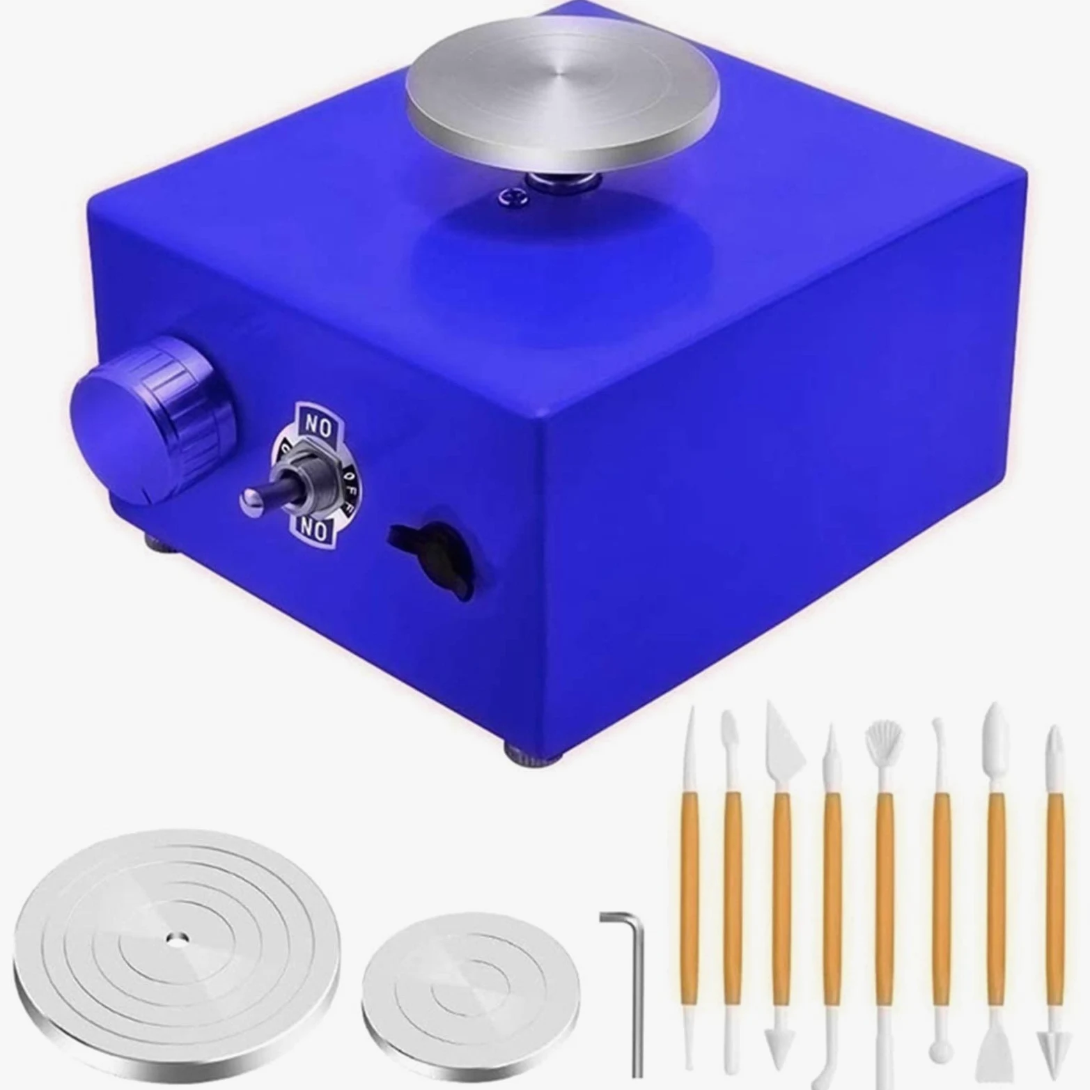Generico Tornio Girevole Manuale,Tornietto Ceramica Mini Giradischi Rotella Ceramica, Macchina per elettrica Fai da Te Strumento di Argilla con Vassoio per lavori in