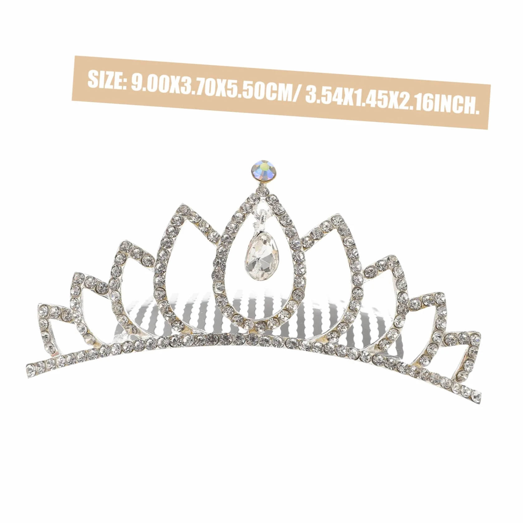 Coroncina da Sposa Bianca in Lega con Strass Colorati, Pettine Resistente per Matrimonio