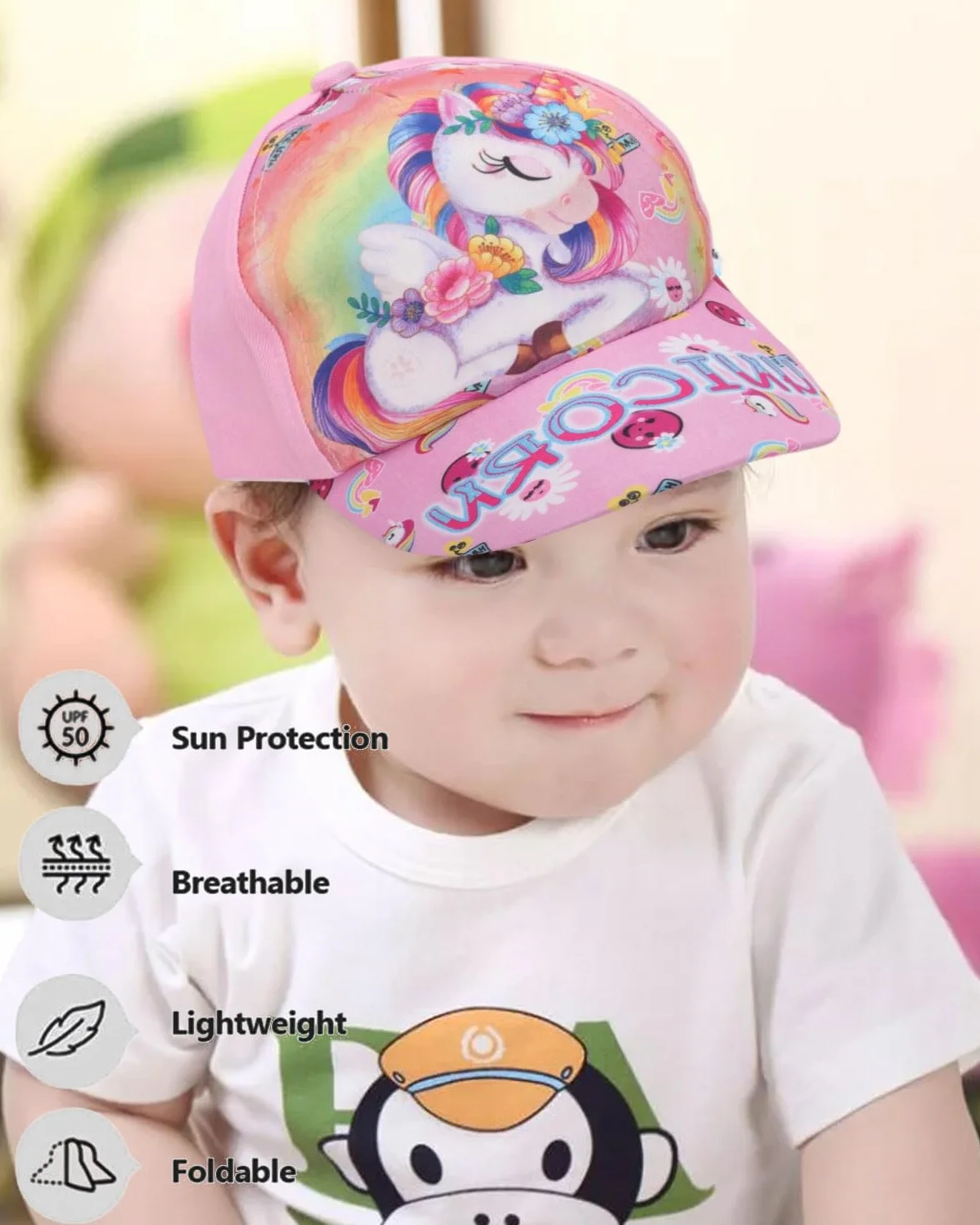 Berretto da Baseball per Ragazze in Cotone Snapback Unicorno