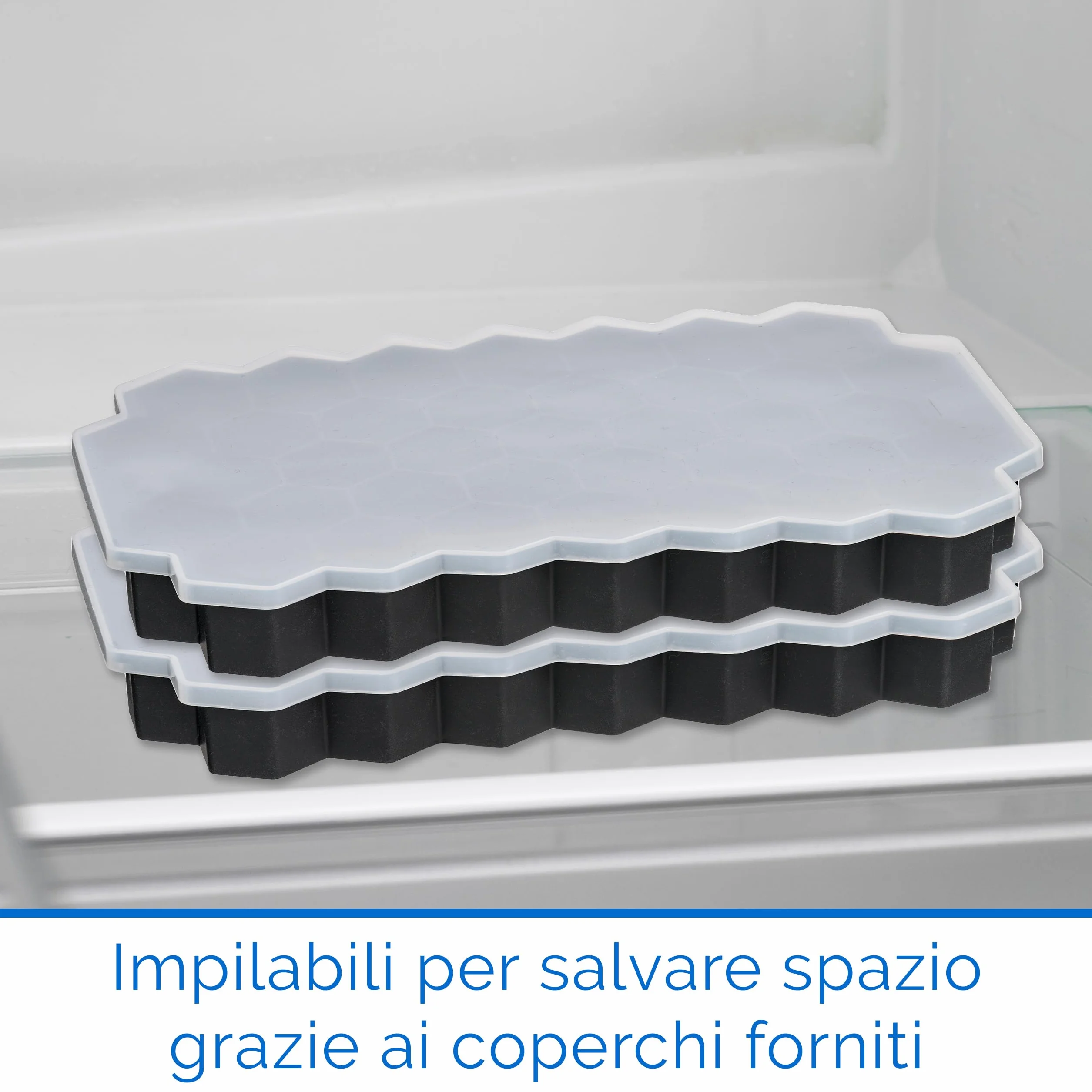 Set da 2 Stampo Ghiaccio in Silicone con Coperchio 74 Cubetti, Senza BPA