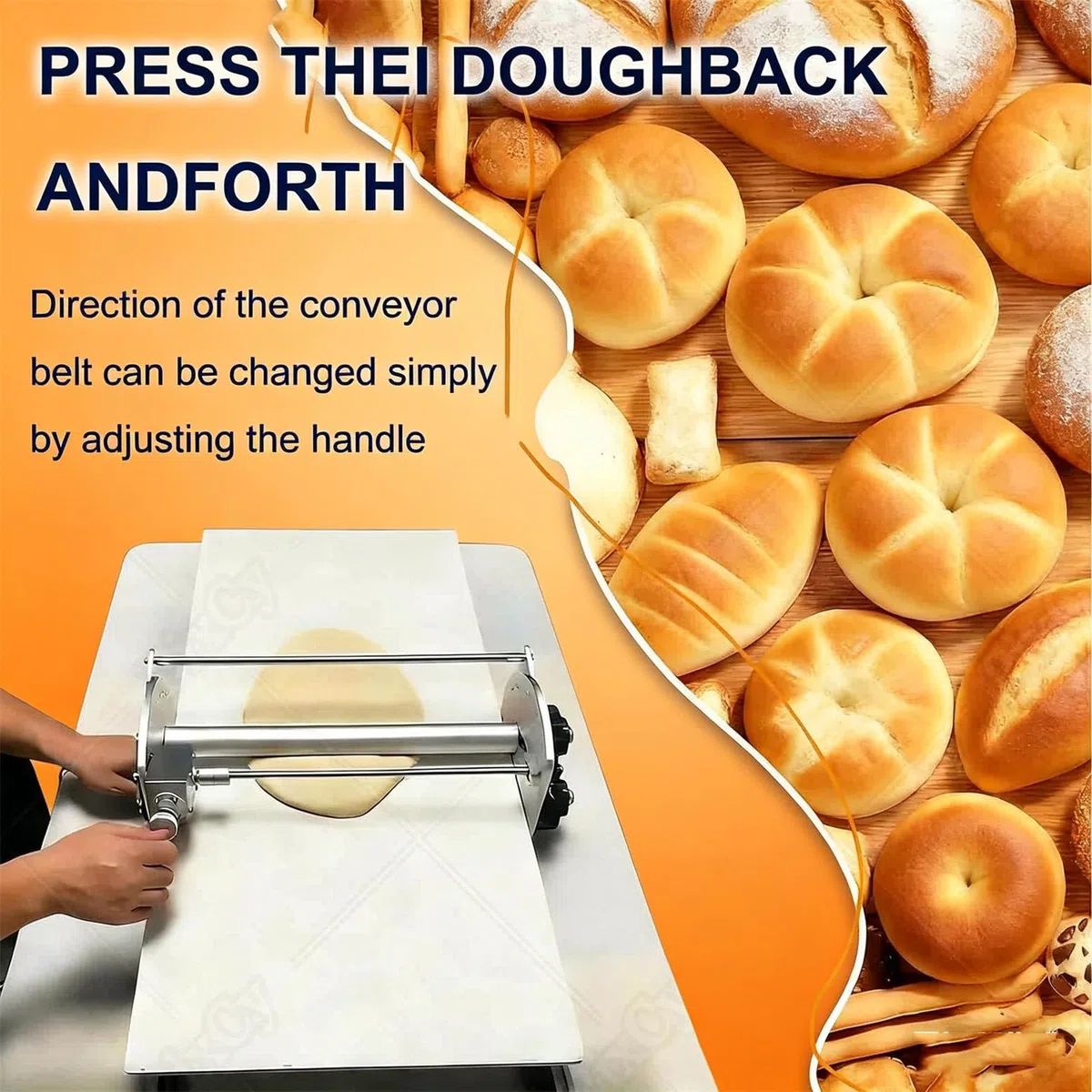 Macchina per stendere la Pasta Automatica Pieghevole, in Acciaio Inox, da Tavolo, per Croissant, Fondente, Pizza, sfogliatrice, Spessore Regolabile, 130x57x23 cm