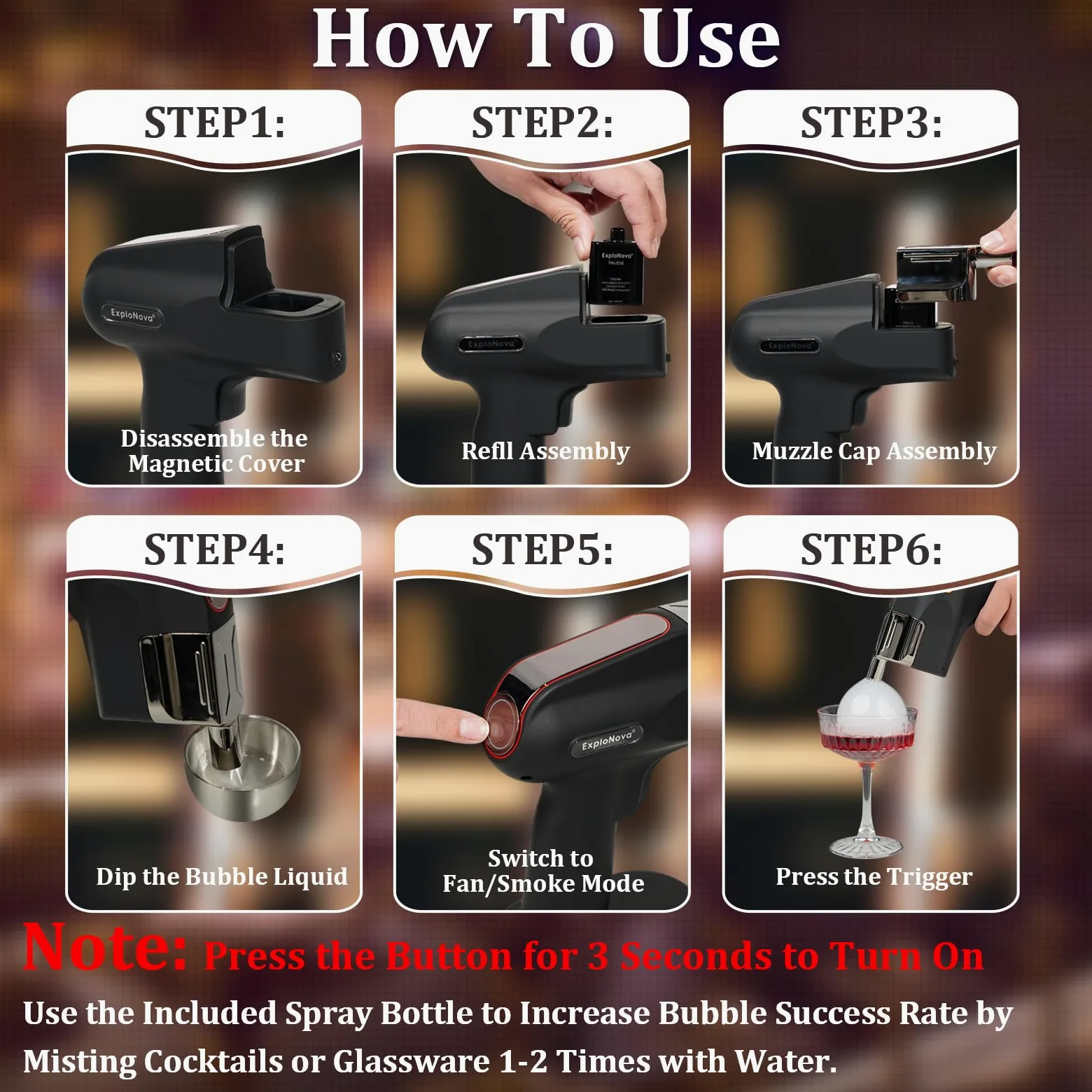 Aroma Blaster 2 Kit con 5 Pods Aroma Bolla commestibile Cocktail Bubble Smoke Gun, Whiskey Smoker Kit, perfetto per bar, feste e casa, ottimo regalo per padre e marito - Bianco
