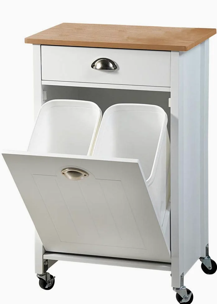 Kesper Carrello da Cucina con Sistema di separazione della Spazzatura, 50 x 37 x 79 cm, Legno, Bianco, Taglia Unica