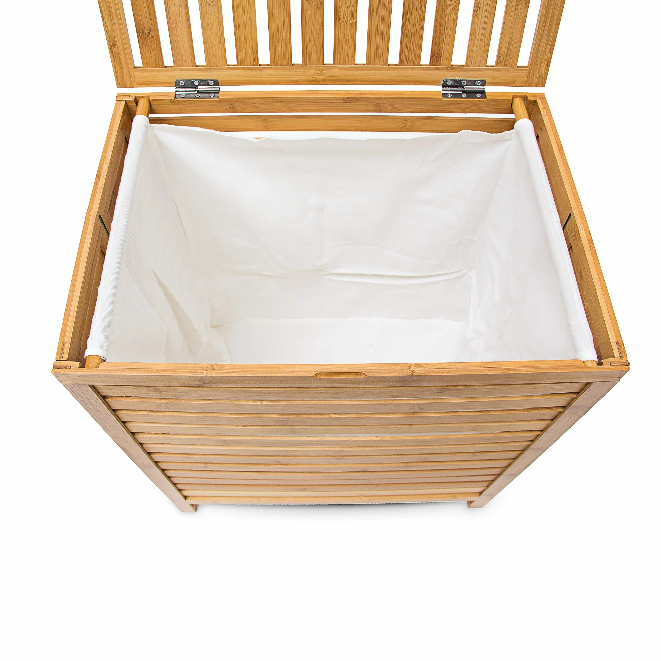 Relaxdays Cesta Portabiancheria, bambù, HBT: 60 x 50,5 x 35,5 cm, Accessorio da Bagno, con Coperchio, Marrone