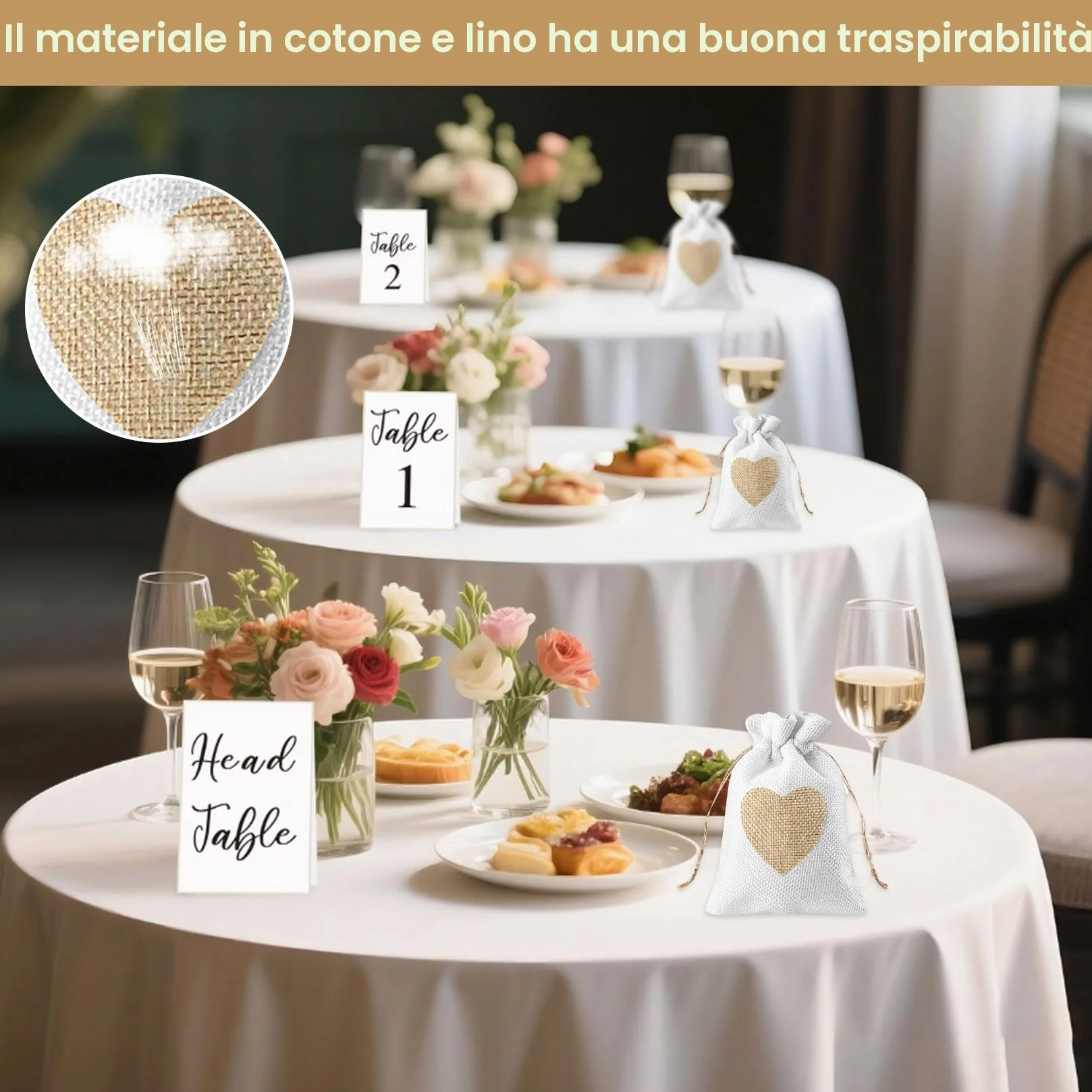 Sacchetti Regalo di Iuta 20 Pz, Sacchetto Gioielli Juta per Matrimonio DIY Fiesta, 8x10cm