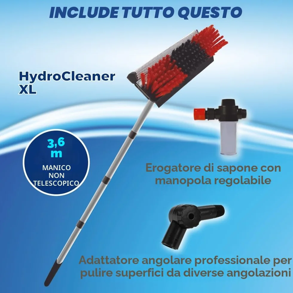 STARLYF - Telescopic Hydrocleaner, scopa telescopica per pulizia, idropulitrice telescopica, alimentazione ad acqua, dispensatore di sapone, pulizia pannelli solari, lavaggio camion, autobus, auto,