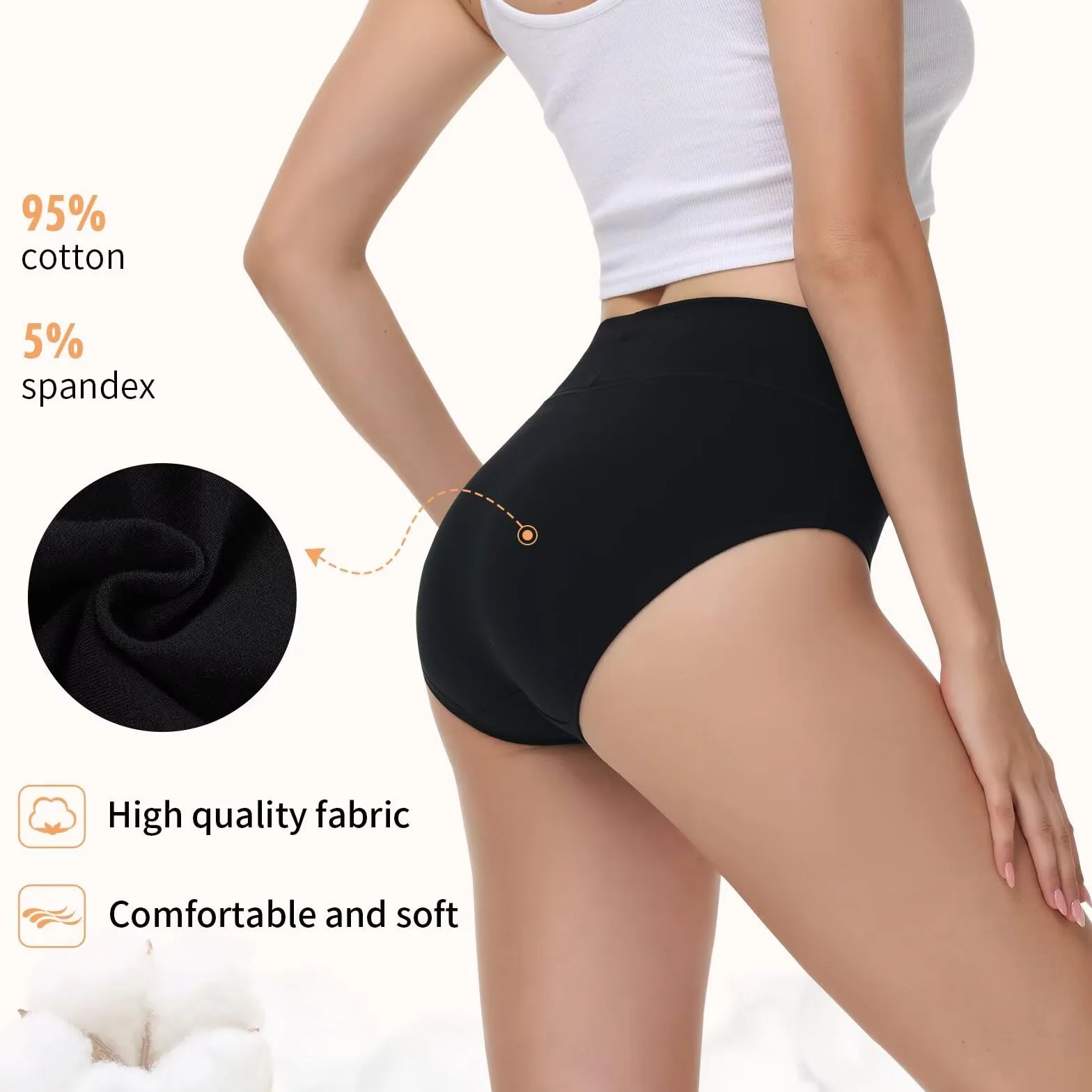 NUOZA Mutande Donna Cotone Vita Alta Slip Pacco da 5 Intimo Culotte Elastico Pancia Piatta Underwear