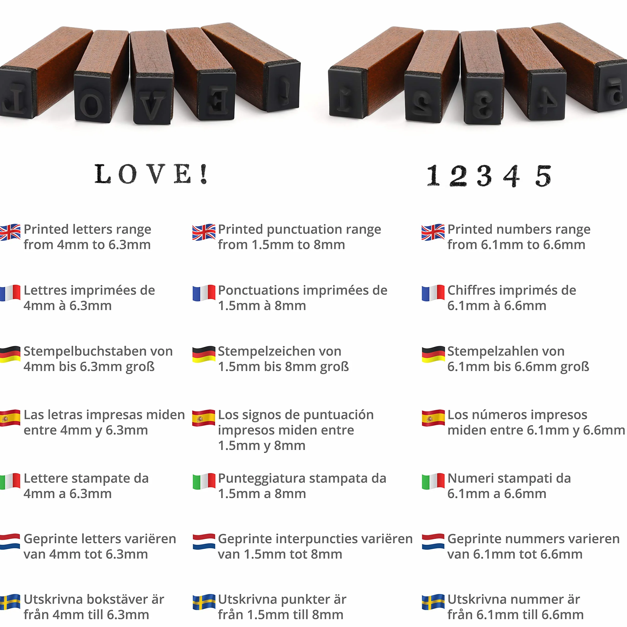 Kurtzy Set di timbri in legno e gomma, con lettere dell'alfabeto (70 pezzi) – Timbri multiuso, in legno, con scatola di legno vintage per carte, timbri, fai da te