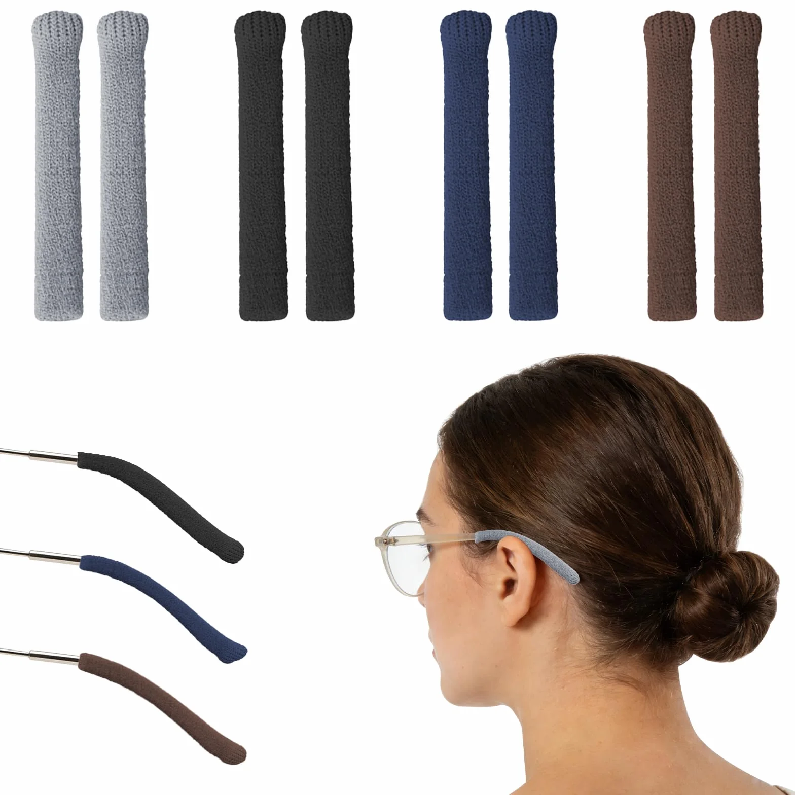 Cuscinetti per occhiali in cotone antiscivolo, 4 paia colori misti