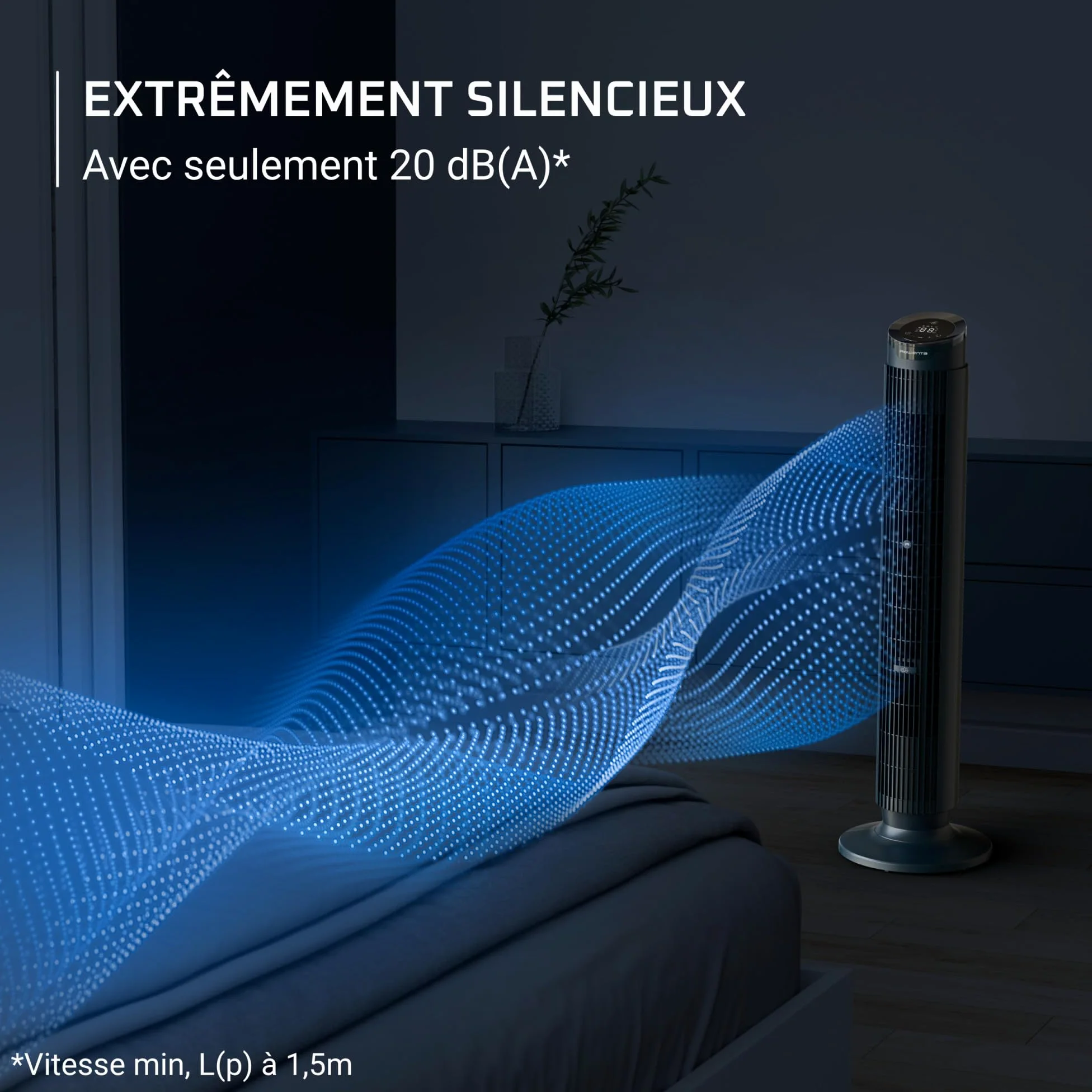 Rowenta Eole Silence Force, Ventilatore Torre, Rinfresco Potente, Estremamente Silenzioso, Risparmio Energetico, VU7050F0