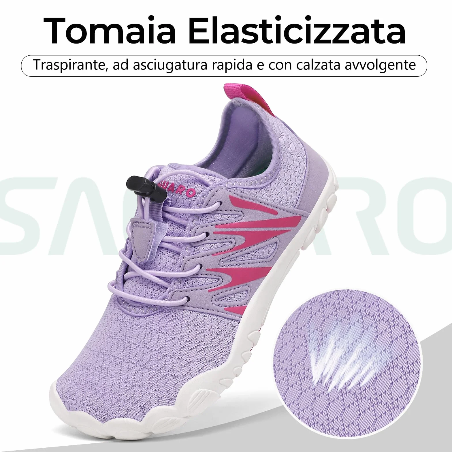 Scarpe Barefoot da Acqua per Bambino Traspiranti Asciugatura Rapida Punta Ampia Gr.25-38