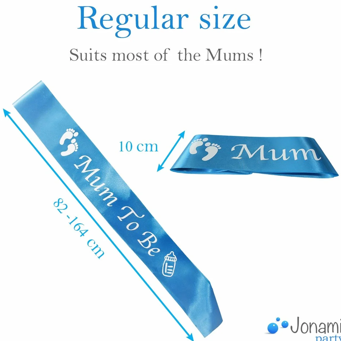 Jonami Decorazioni Festa Nascita Bambino Fascia Futura Mamma Mum To Be Blu + Foto Booth Props Accessori Foto Divertenti + Coriandoli da Tavolo Accessori Battesimo Baby Shower
