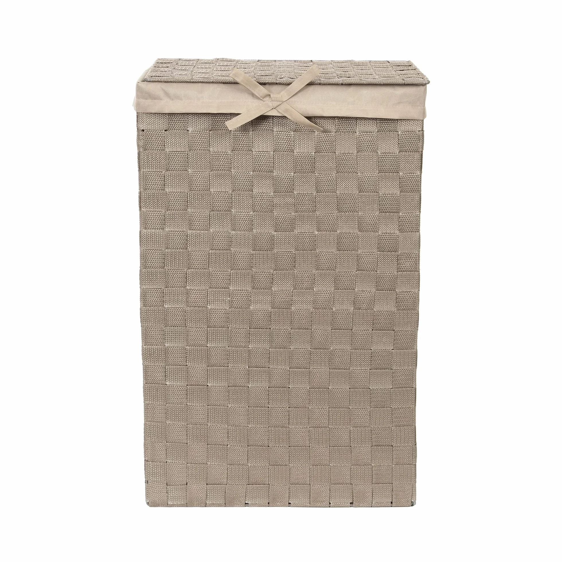 Cesto Portabiancheria Quadrato con Coperchio 38x25x60H cm Talpa Tessuto Struttura Metallo Fodera Lino Rimovibile