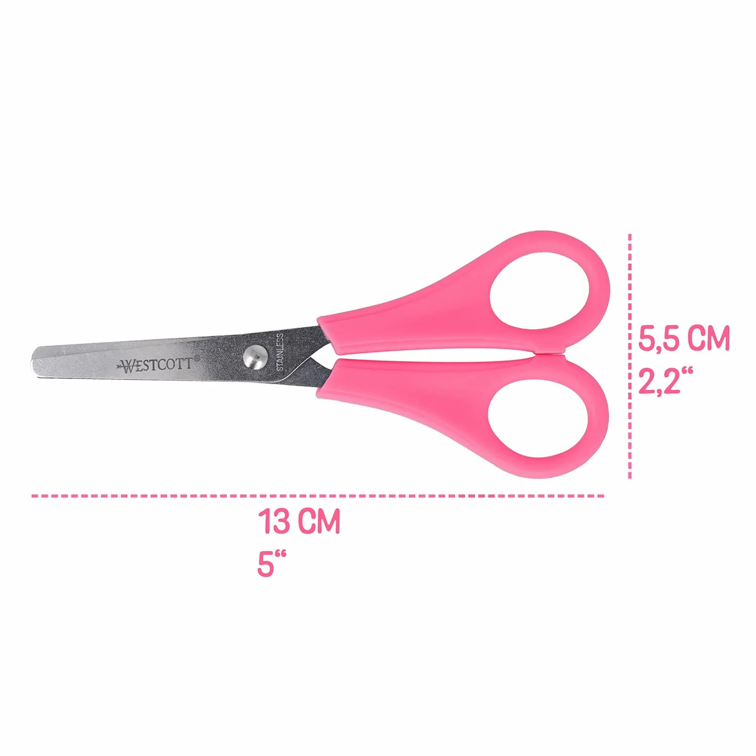 Westcott Forbici per bambini rosa 13 cm (5") punta arrotondata destrimani