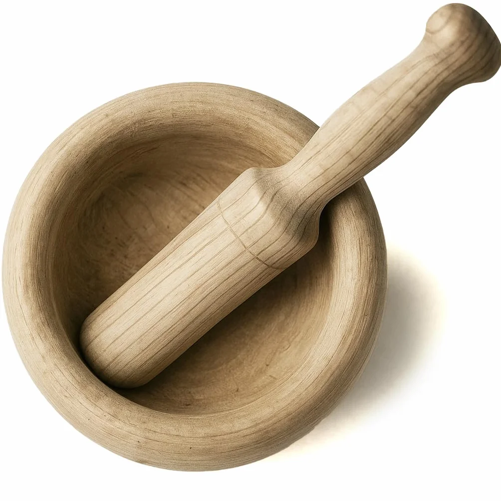Mortaio con Pestello in Legno Ø 14 cm Design Rustico
