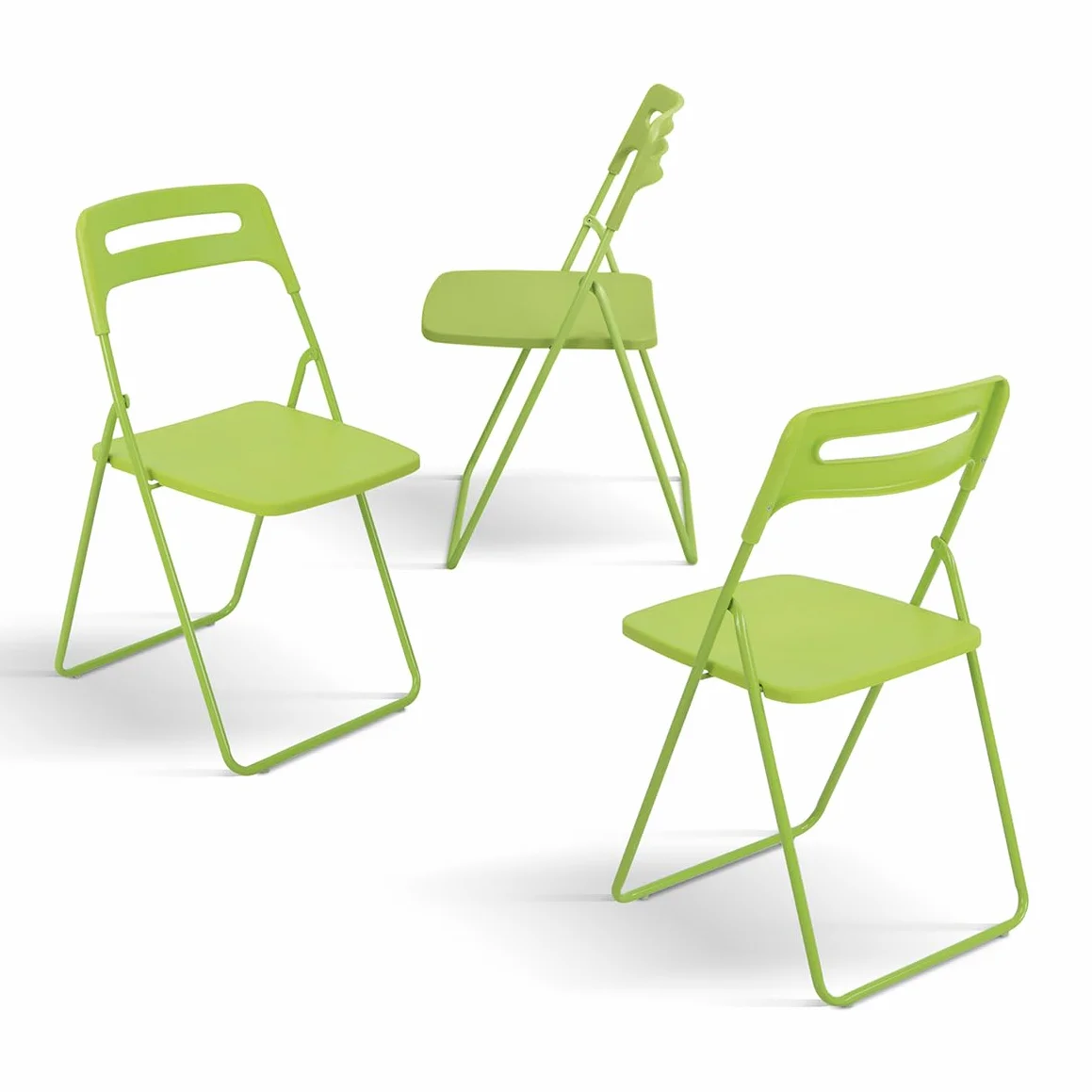 PAZZO DESIGN Sedia Pieghevole Peter, Set Da 6 Sedie, Verde, Sedie Polipropilene, Sedia Cucina, Sedia Sala Da Pranzo, Struttura Metallo - id_2079