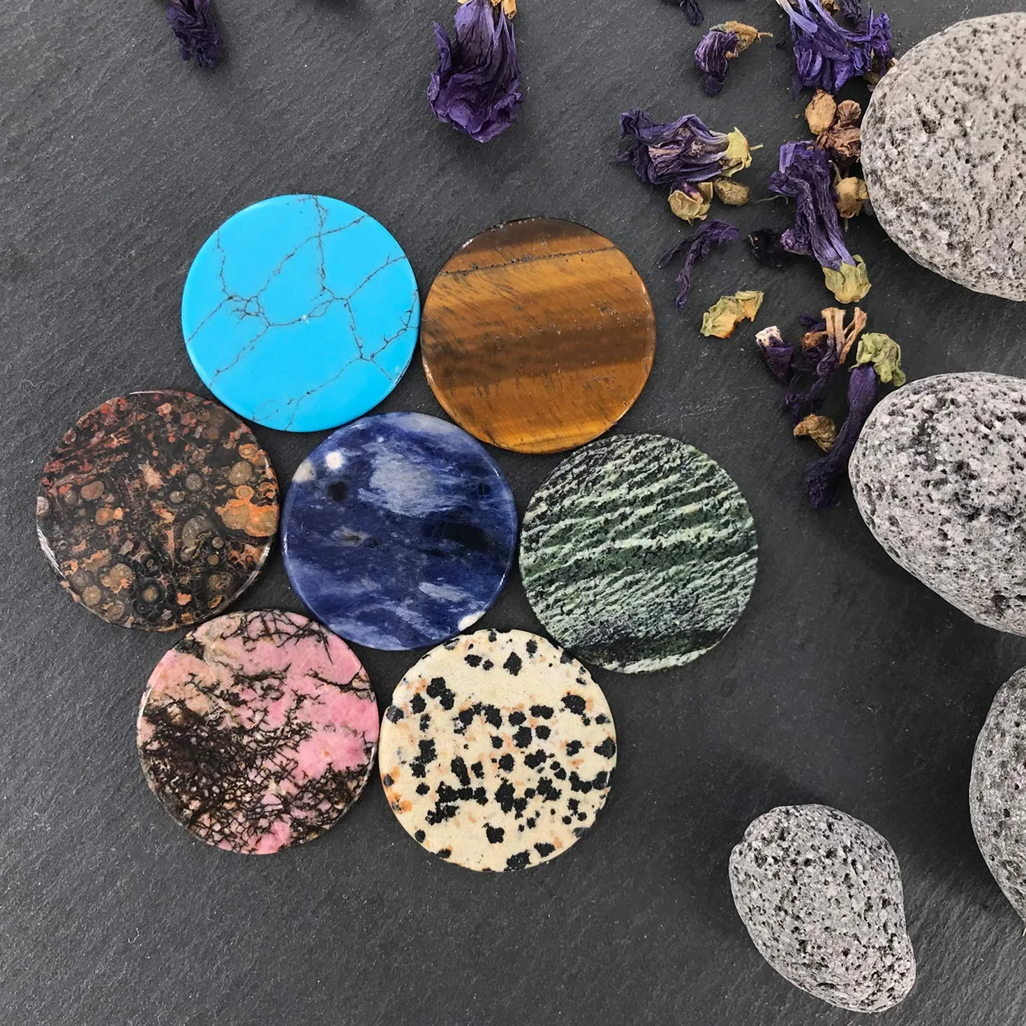 Morella Collana Donna Acciaio Inossidabile 70 cm Ciondolo Chakra Rotondo 33 mm Pietra preziosa